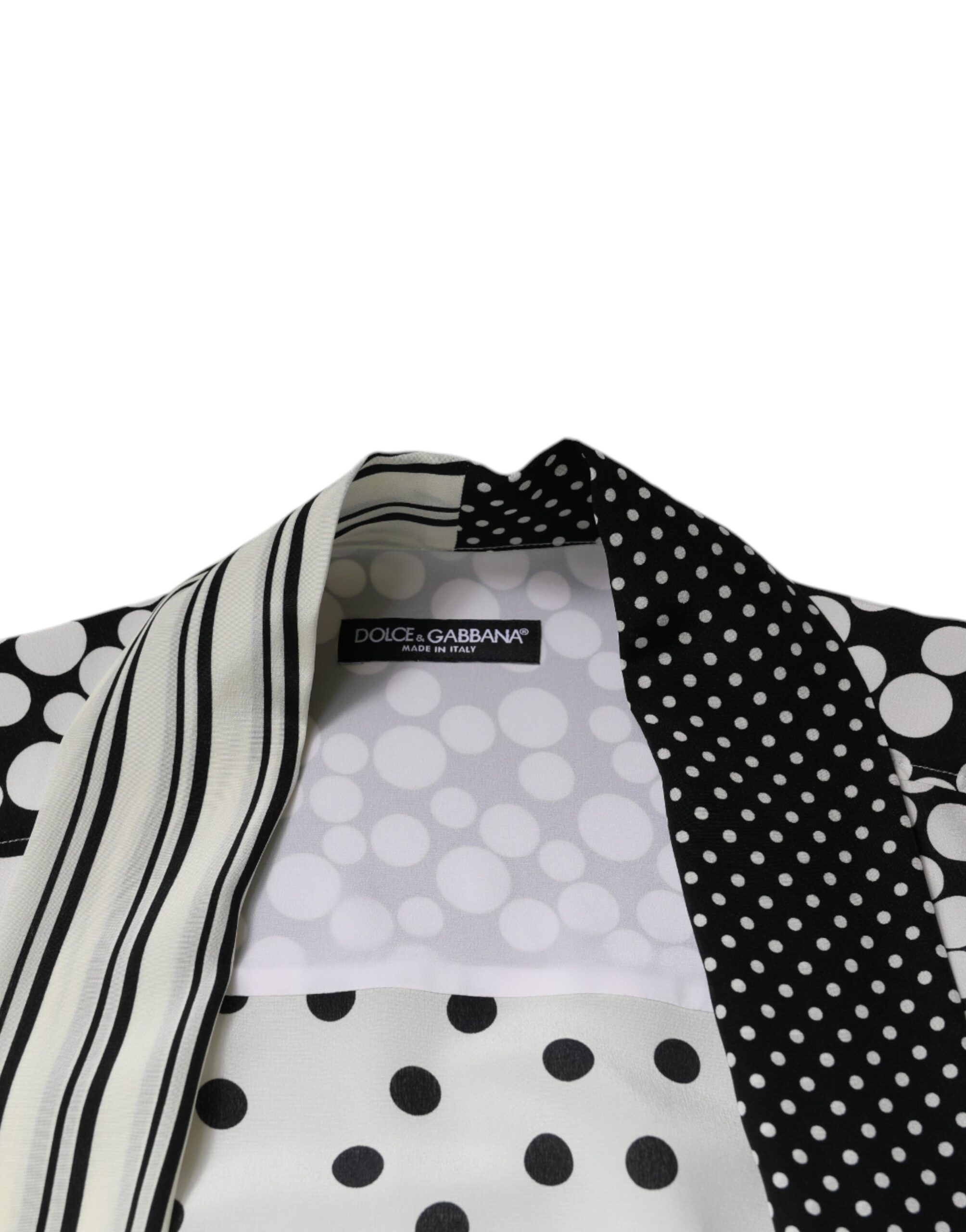 Black White Polka Dots Silk Men Casual Men's Shirt - Dolce & Gabbana - Modalova