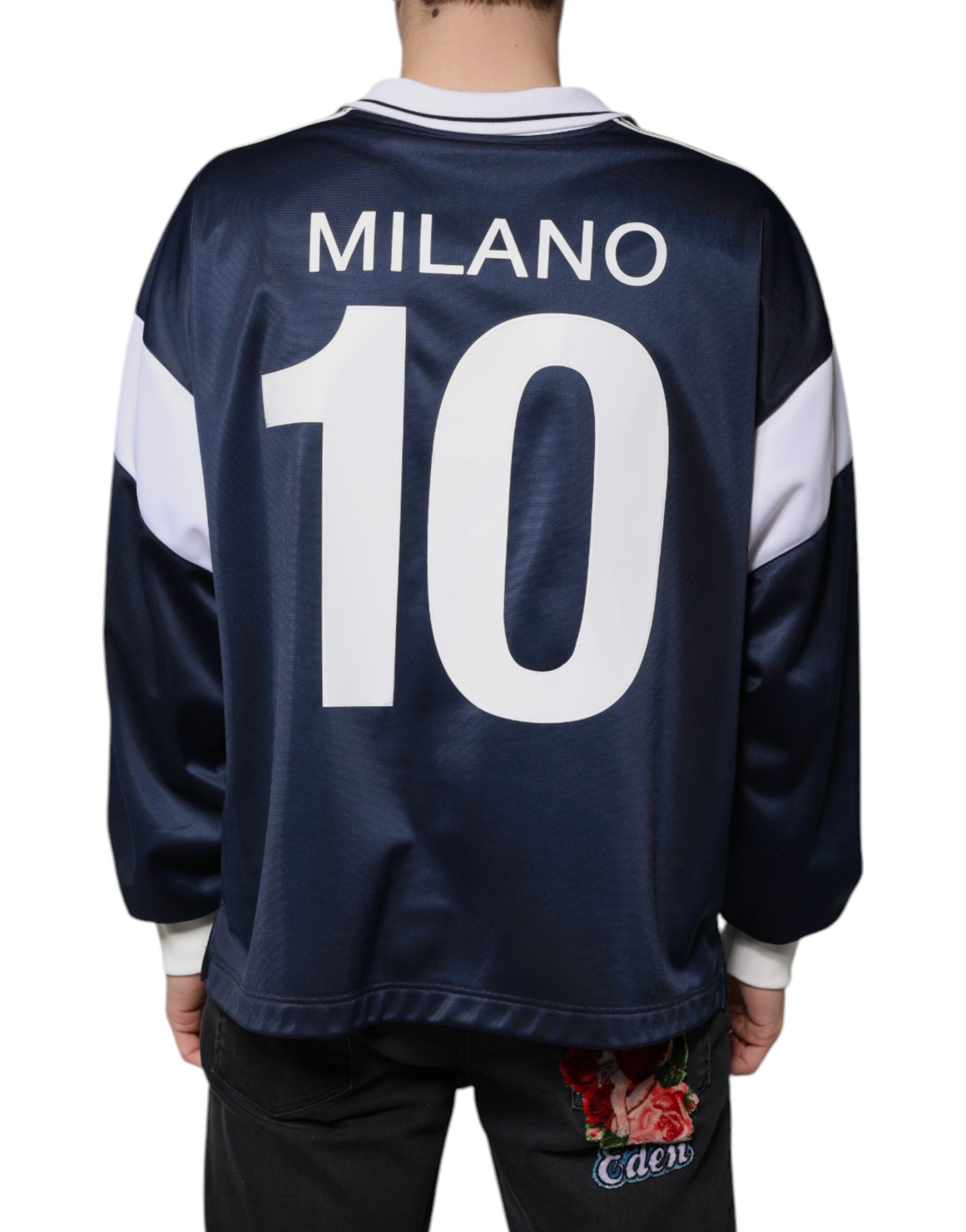 Blue White Milano Long Sleeve Jersey Men's T-shirt - Dolce & Gabbana - Modalova