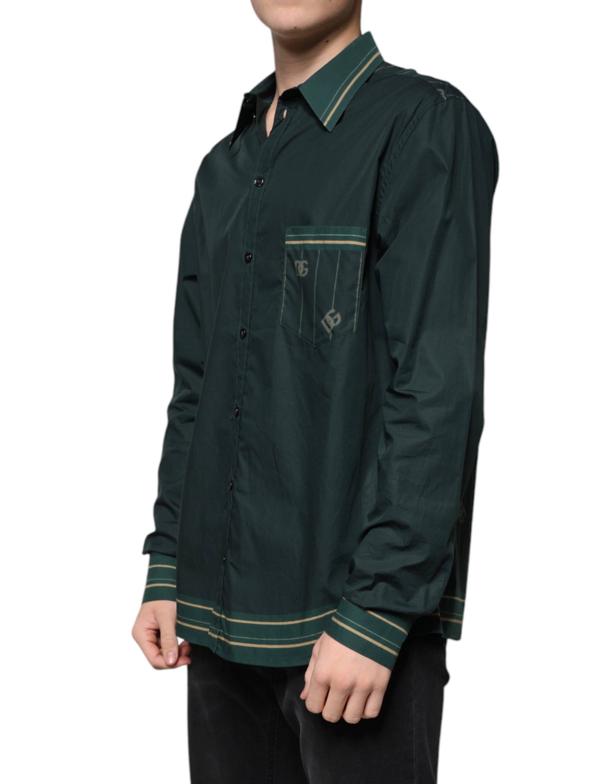 Green Logo Long Sleeve MARTINI Casual Men's Shirt - Dolce & Gabbana - Modalova