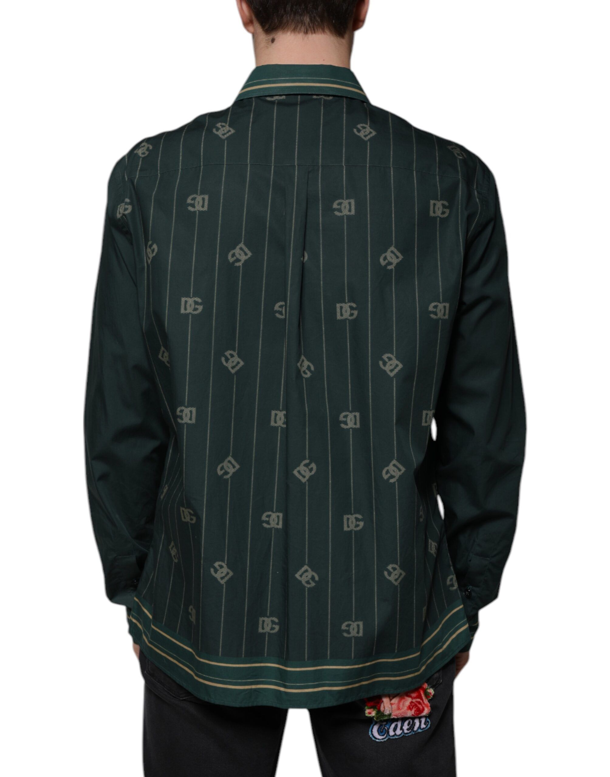Green Logo Long Sleeve MARTINI Casual Men's Shirt - Dolce & Gabbana - Modalova