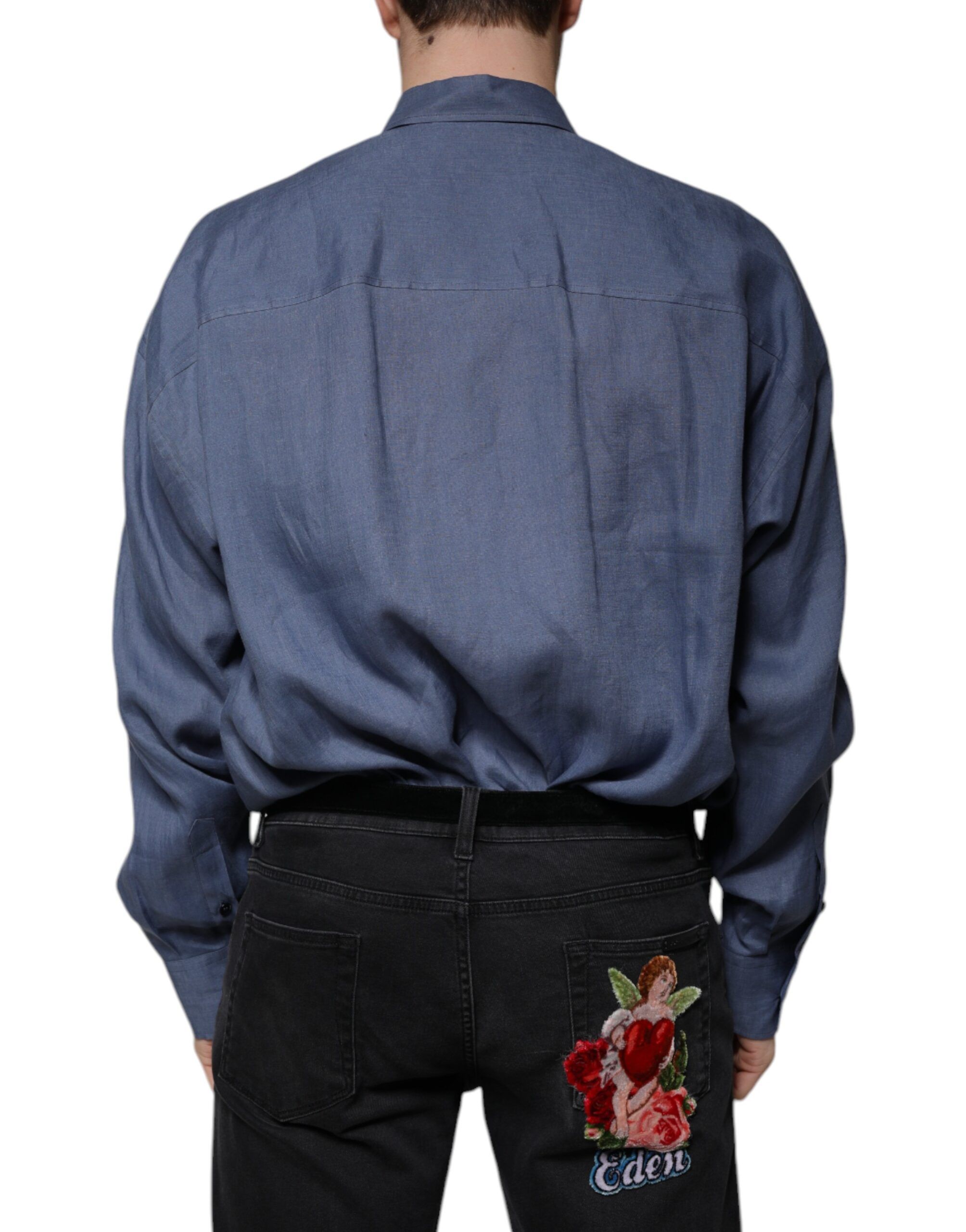 Logo Long Sleeve Button Down Casual Men's Shirt - Dolce & Gabbana - Modalova