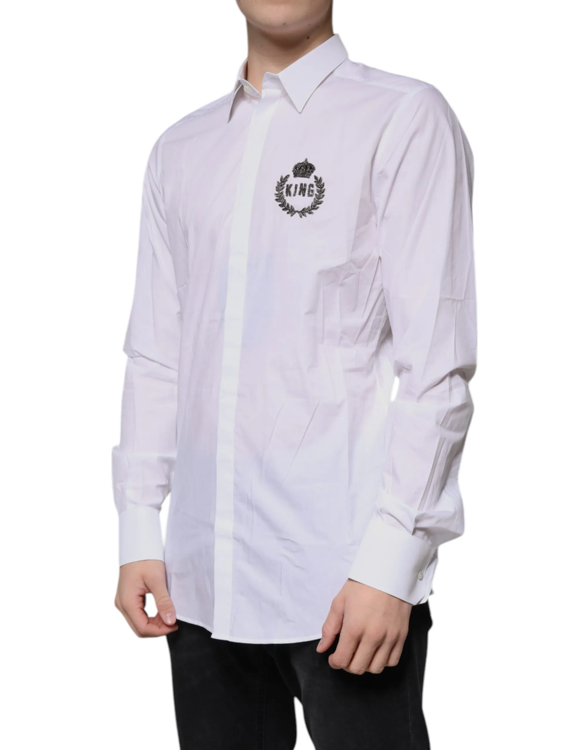 Cotton Logo Formal Men GOLD Dress Men's Shirt - Dolce & Gabbana - Modalova