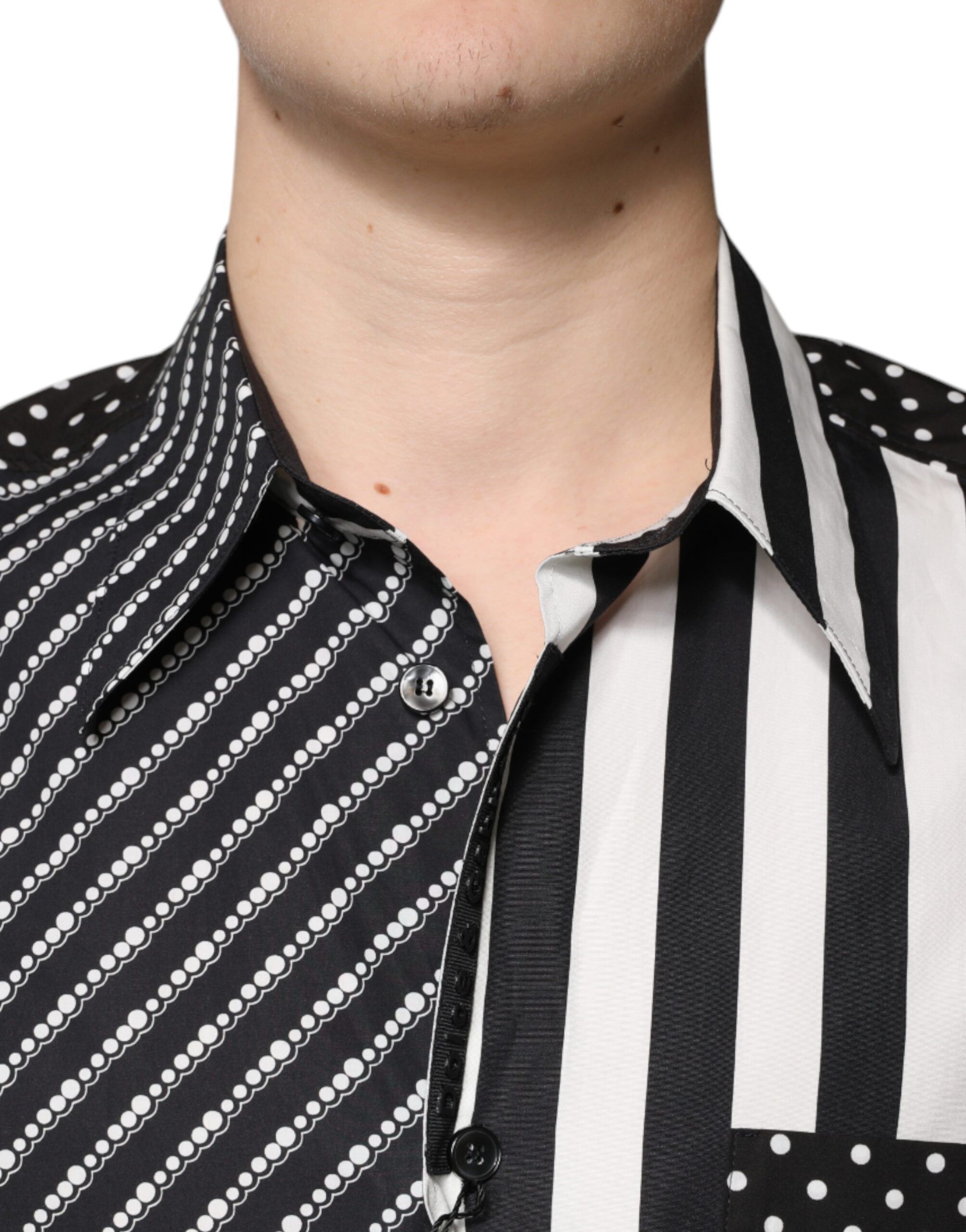 Black White Striped Button Down Casual Men's Shirt - Dolce & Gabbana - Modalova