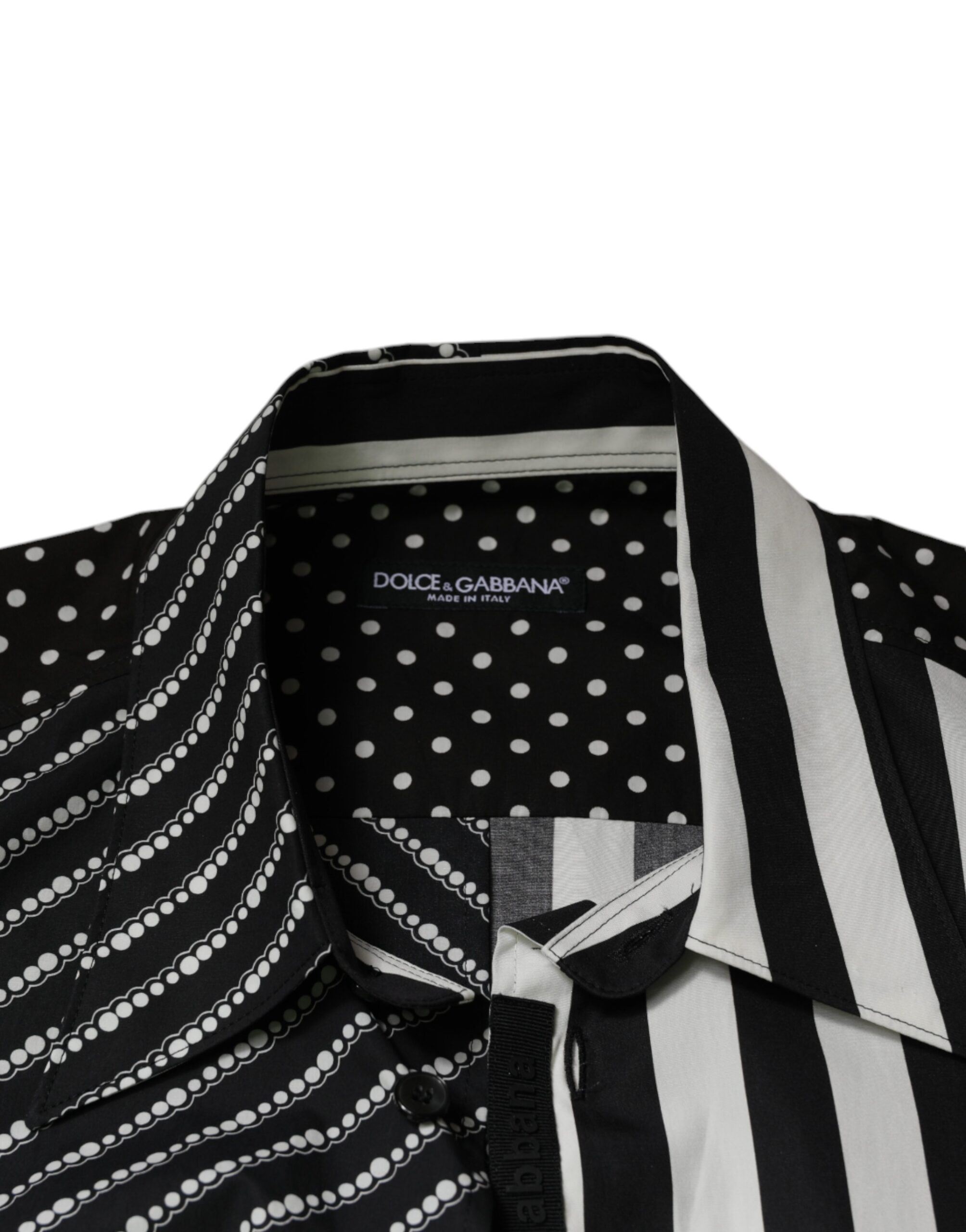 Black White Striped Button Down Casual Men's Shirt - Dolce & Gabbana - Modalova