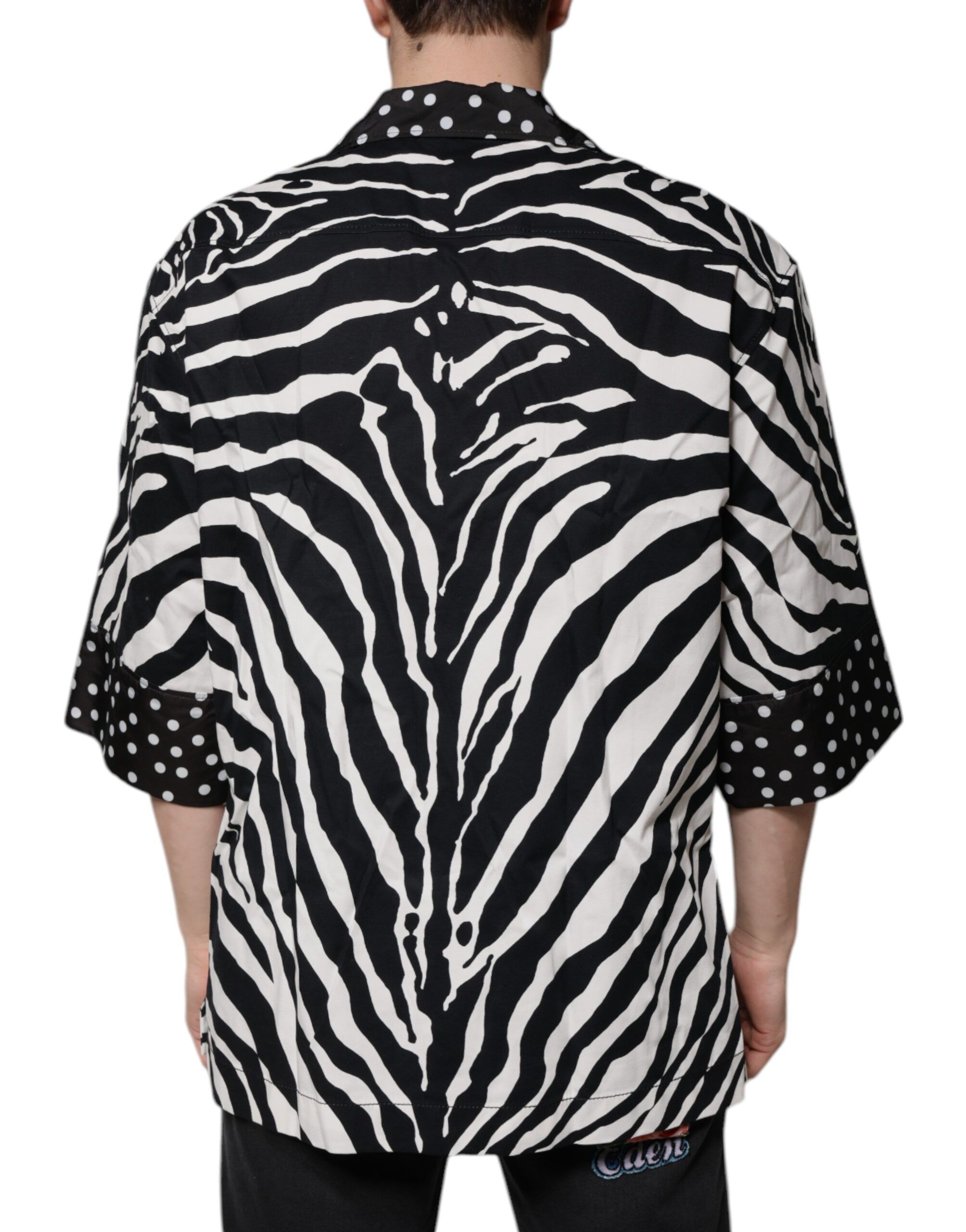 Black White Zebra Button Down Oversize Men's Shirt - Dolce & Gabbana - Modalova