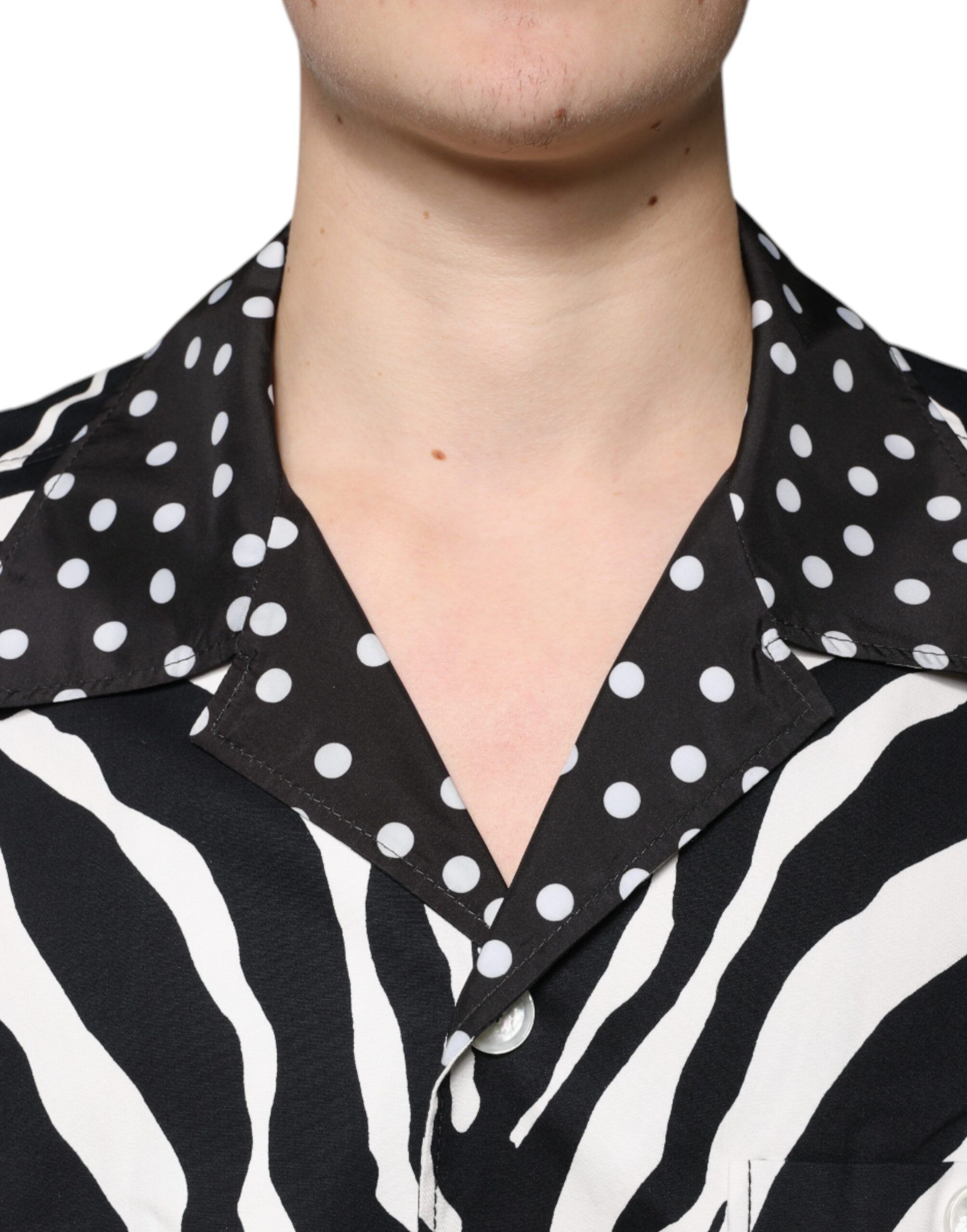 Black White Zebra Button Down Oversize Men's Shirt - Dolce & Gabbana - Modalova