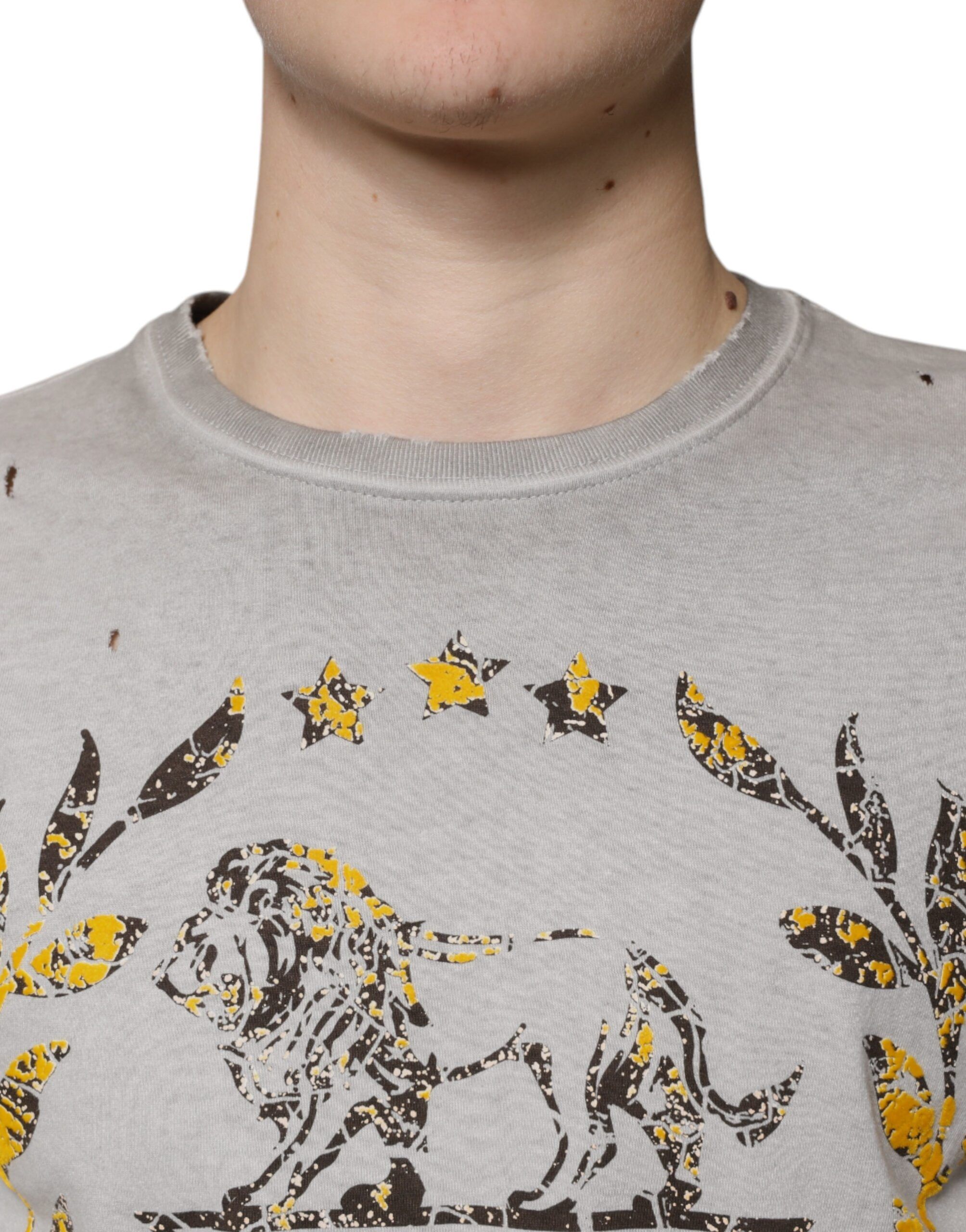 Printed Cotton Crewneck Pullover Men's Sweater - Dolce & Gabbana - Modalova