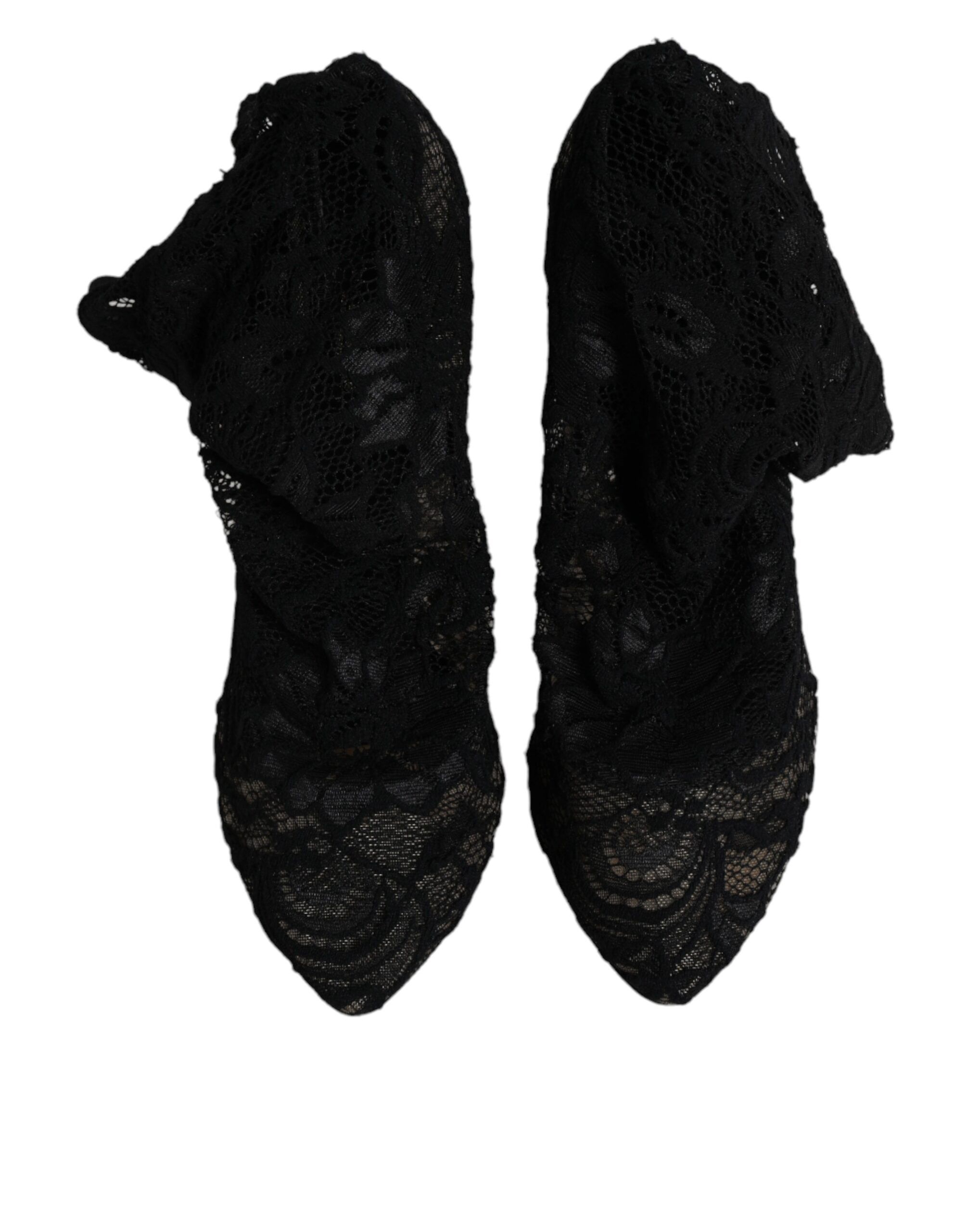 Lace Stretch Heels Mid Calf Boots Women's Shoes (Pre-Owned) - Dolce & Gabbana - Modalova