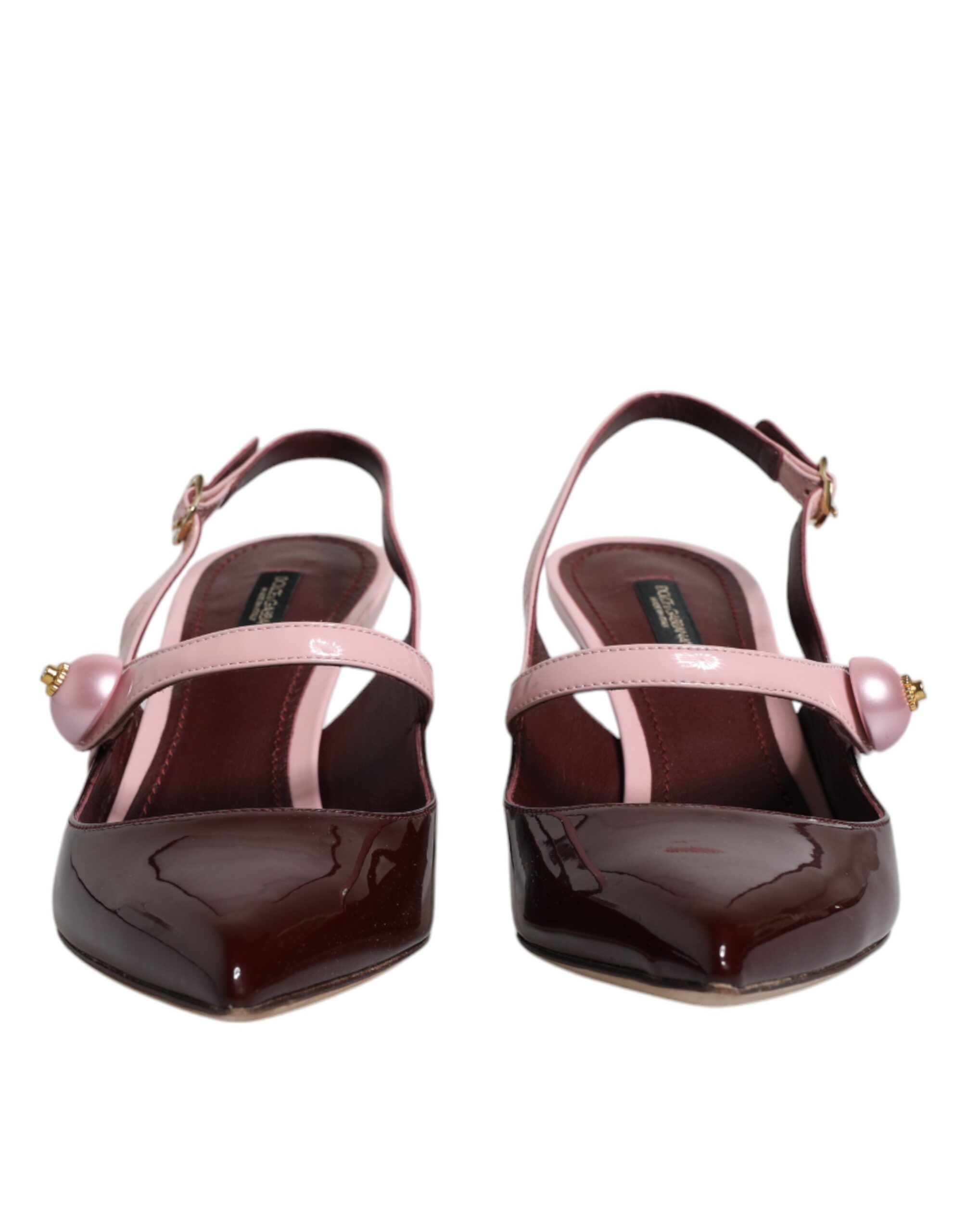 Maroon Leather Kitten Heels Slingbacks Women's Shoes (Pre-Owned) - Dolce & Gabbana - Modalova