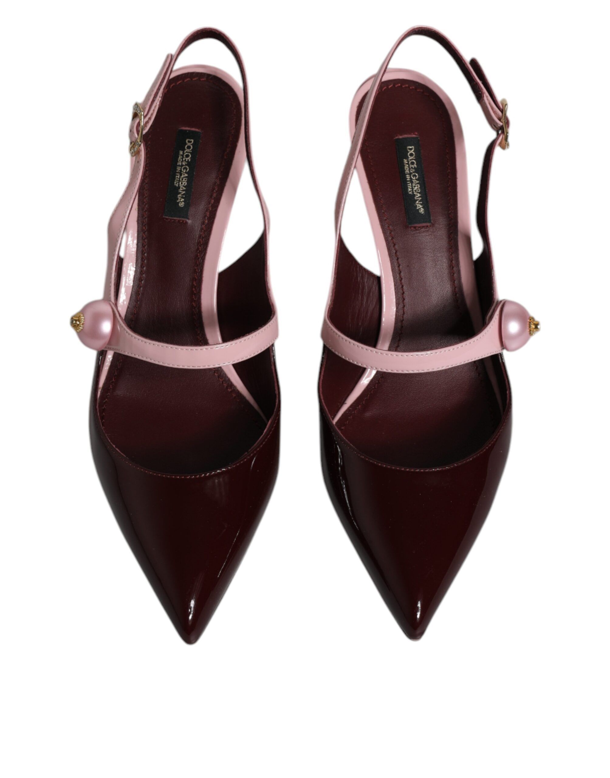 Maroon Leather Kitten Heels Slingbacks Women's Shoes (Pre-Owned) - Dolce & Gabbana - Modalova