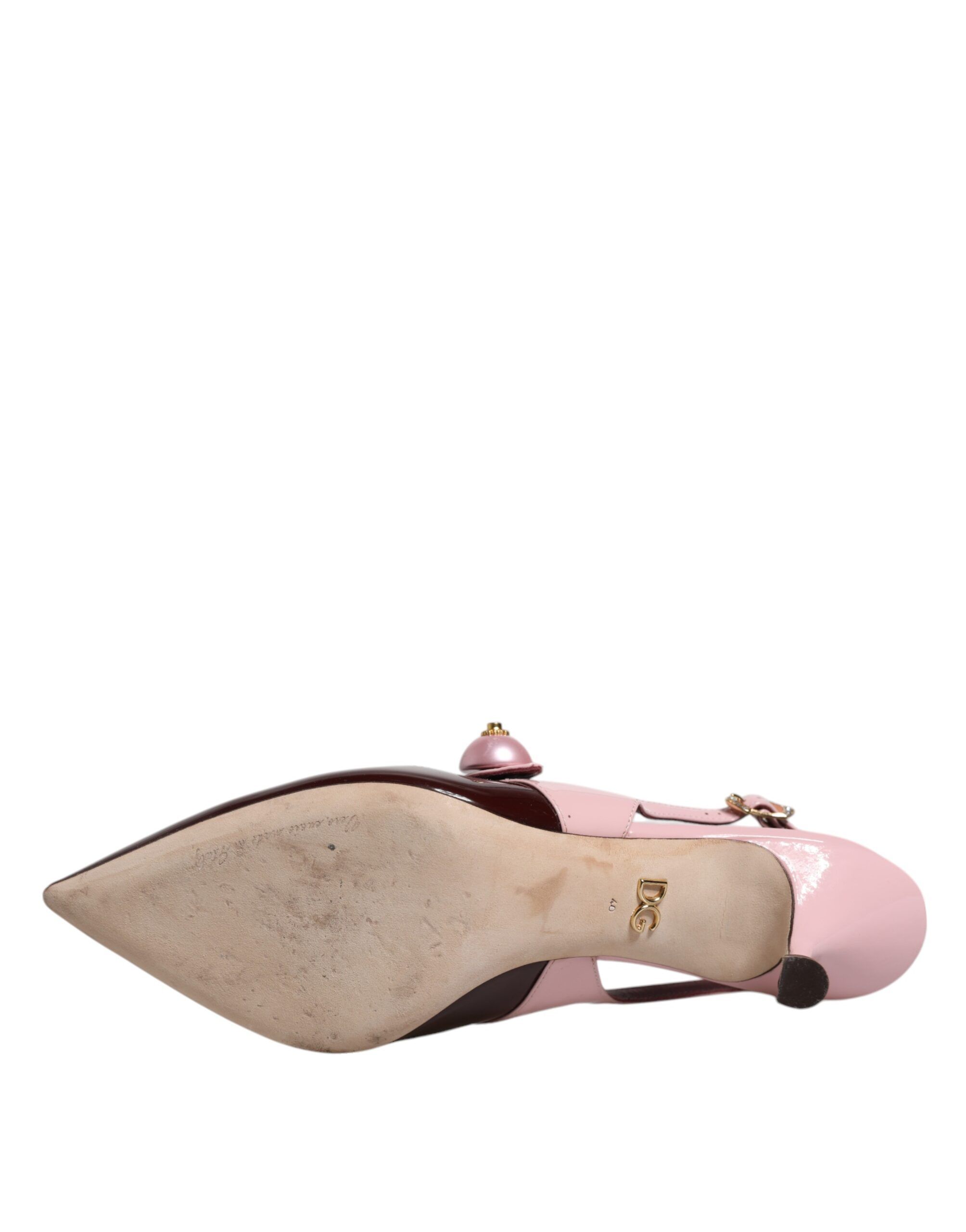 Maroon Leather Kitten Heels Slingbacks Women's Shoes (Pre-Owned) - Dolce & Gabbana - Modalova