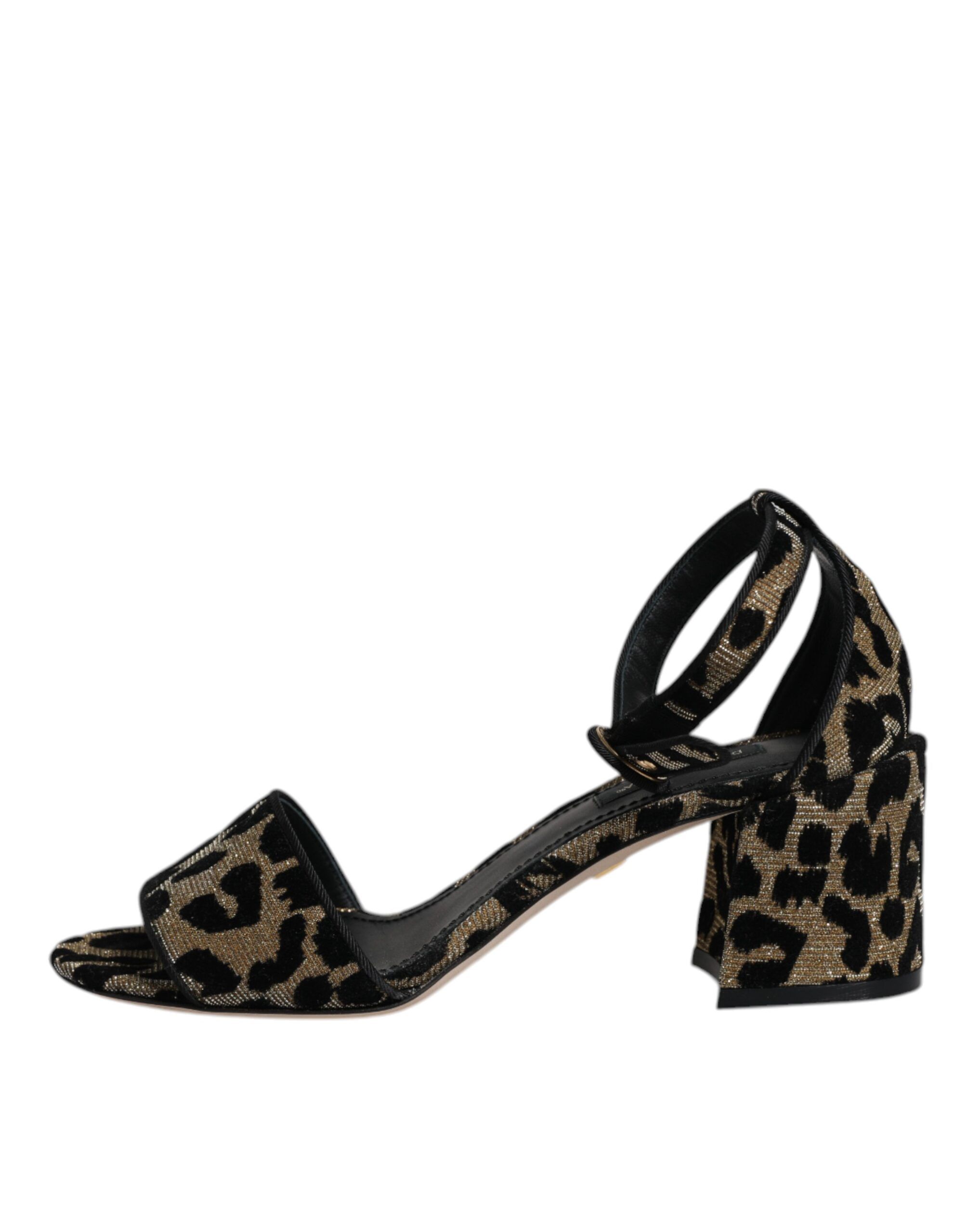 Gold Leopard Lurex Ankle Strap Heels Sandals Women's Shoes (Pre-Owned) - Dolce & Gabbana - Modalova