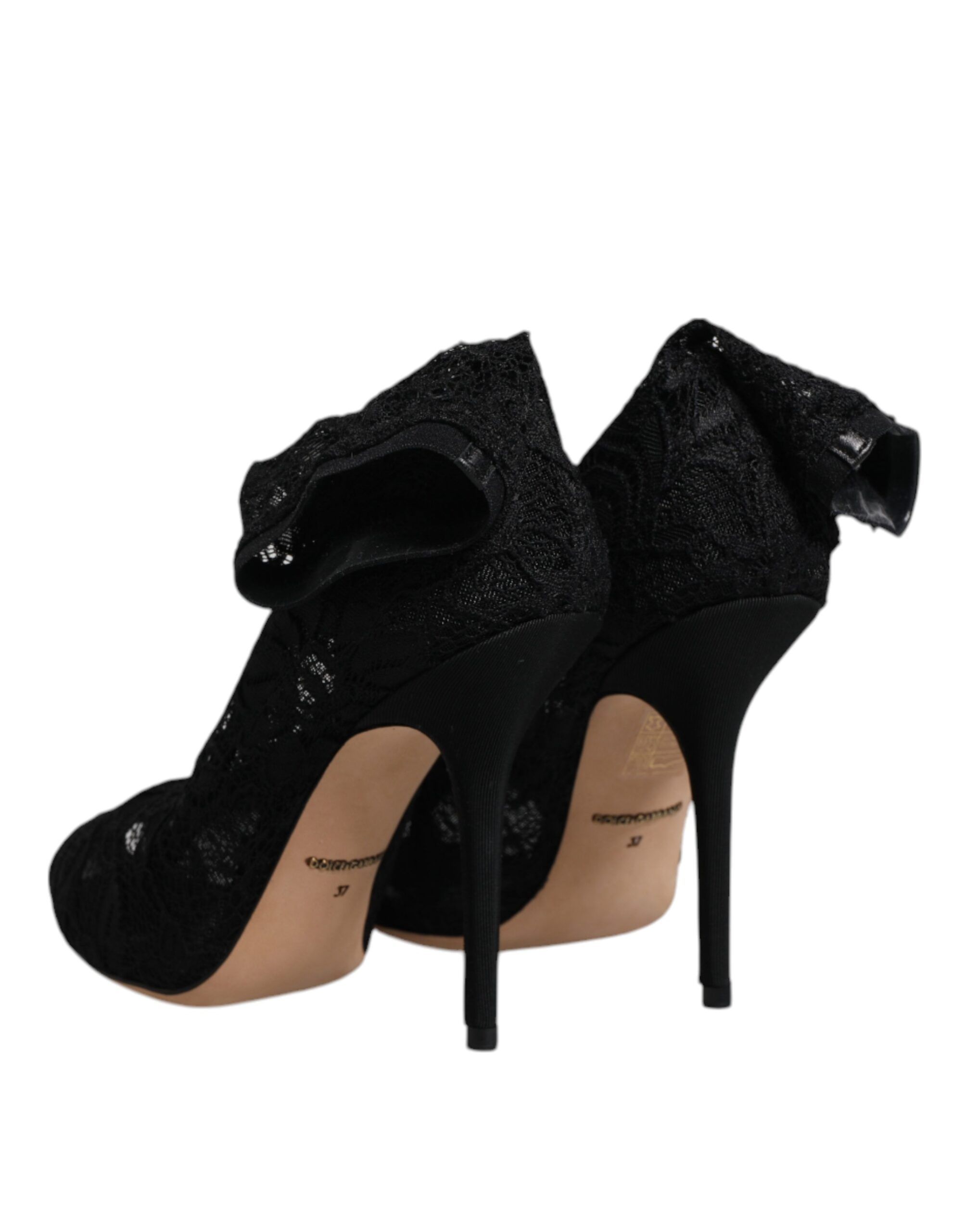Lace Stretch Heels Mid Calf Boots Women's Shoes - Dolce & Gabbana - Modalova