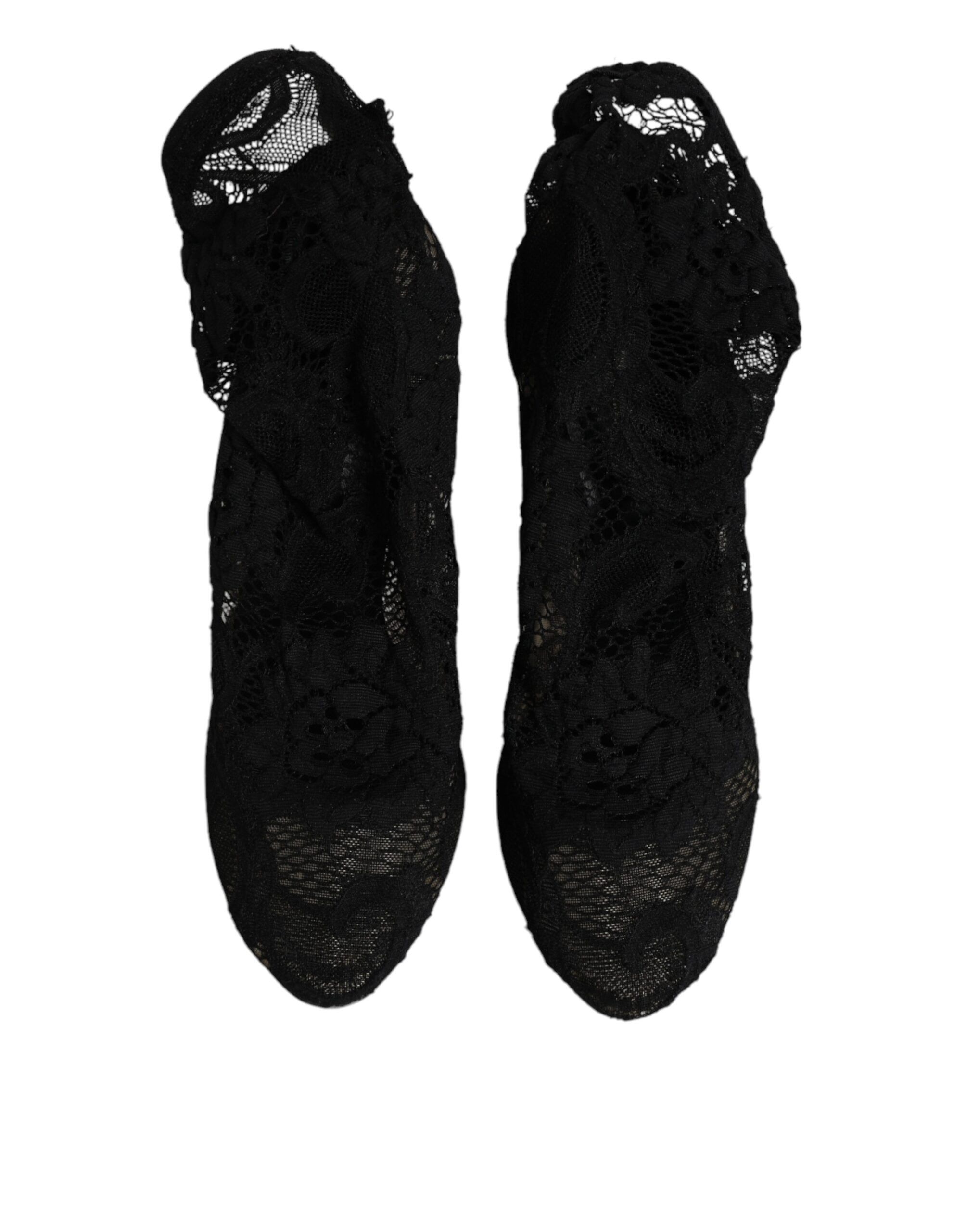 Lace Stretch Heels Mid Calf Boots Women's Shoes (Pre-Owned) - Dolce & Gabbana - Modalova