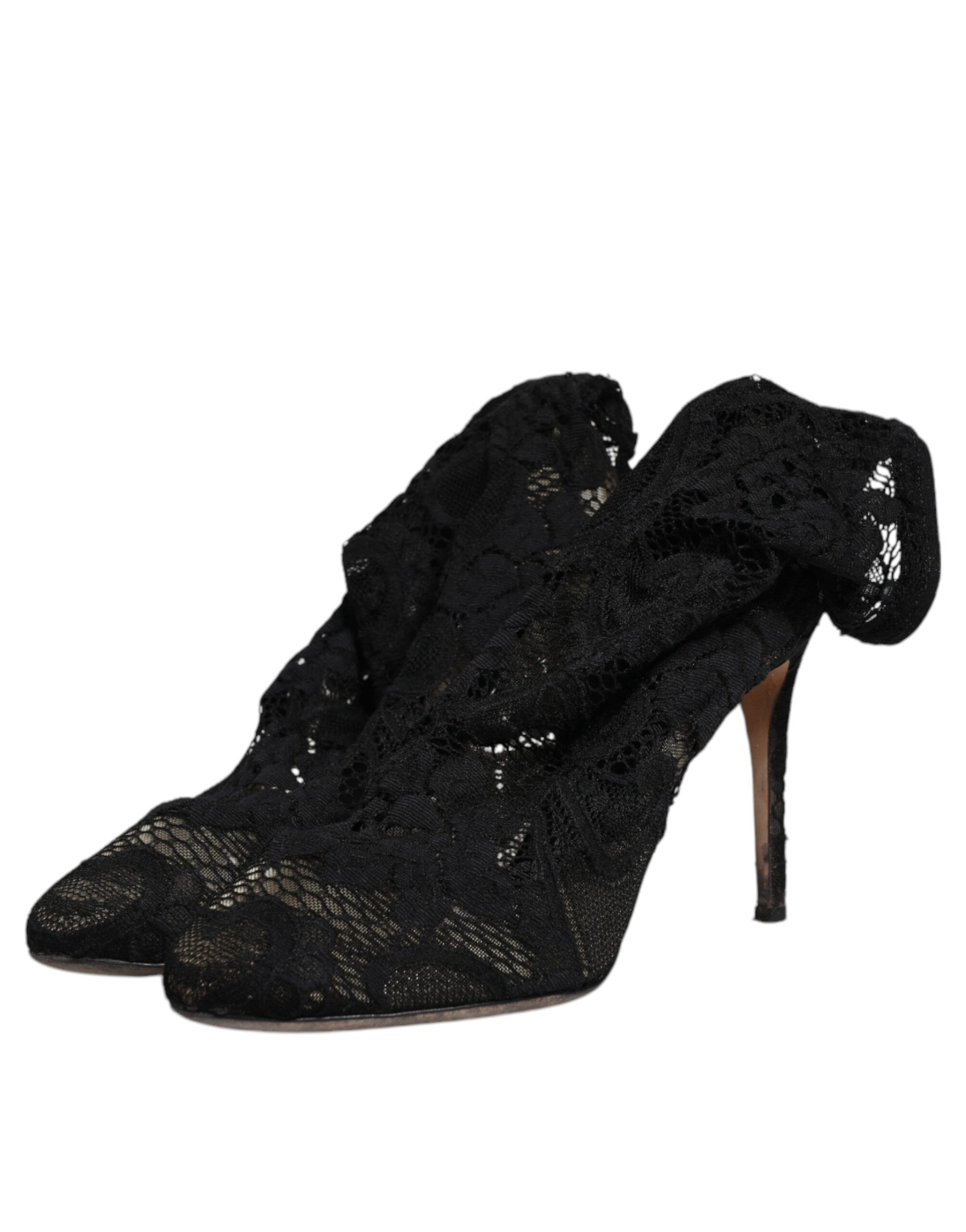 Lace Stretch Heels Mid Calf Boots Women's Shoes (Pre-Owned) - Dolce & Gabbana - Modalova