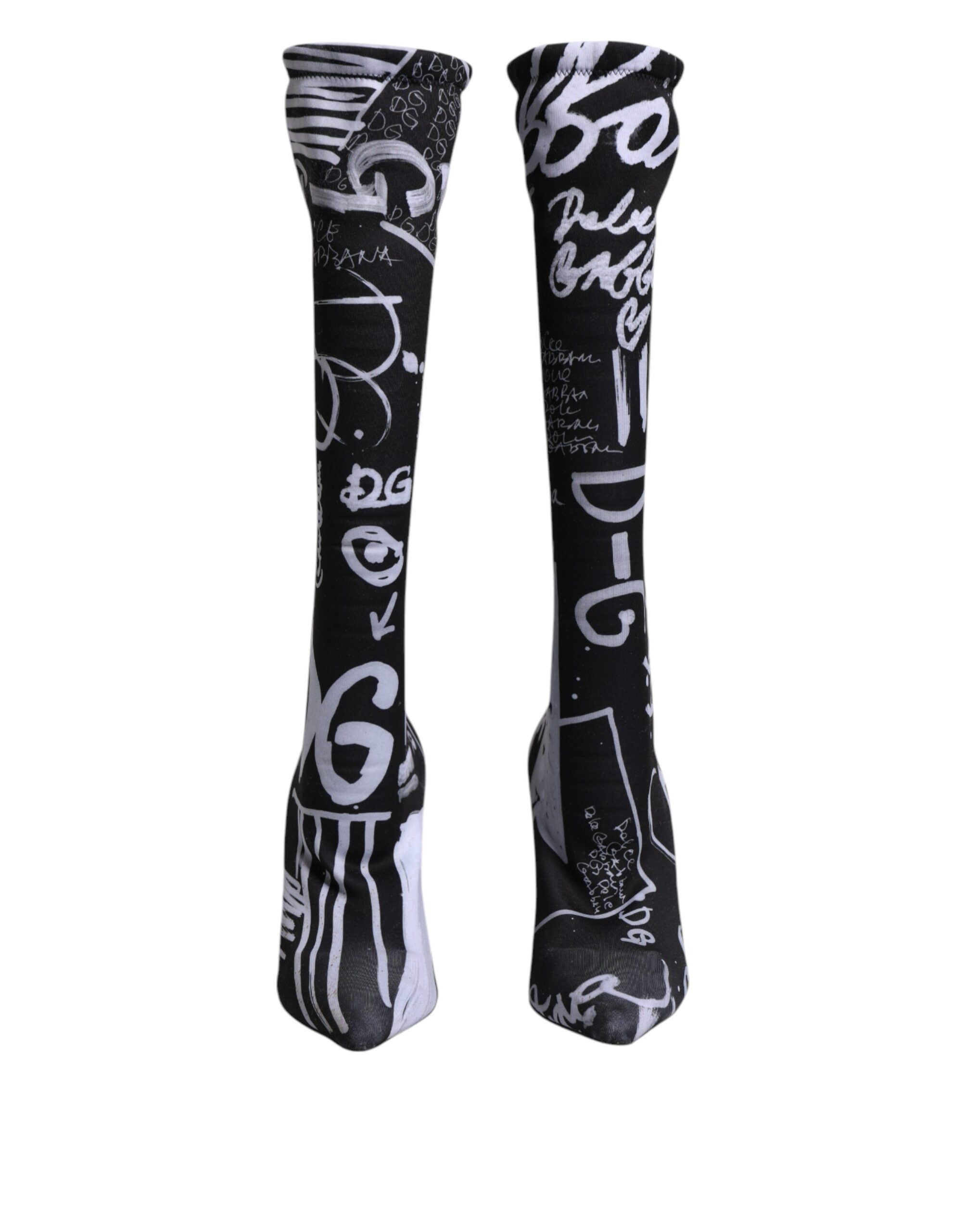 Black Logo Stretch Heels High Boots Women's Shoes - Dolce & Gabbana - Modalova