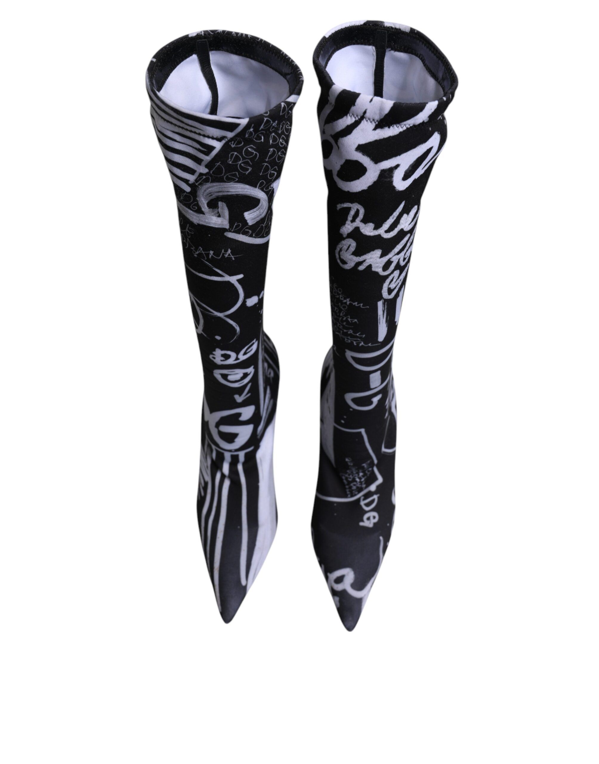 Black Logo Stretch Heels High Boots Women's Shoes - Dolce & Gabbana - Modalova