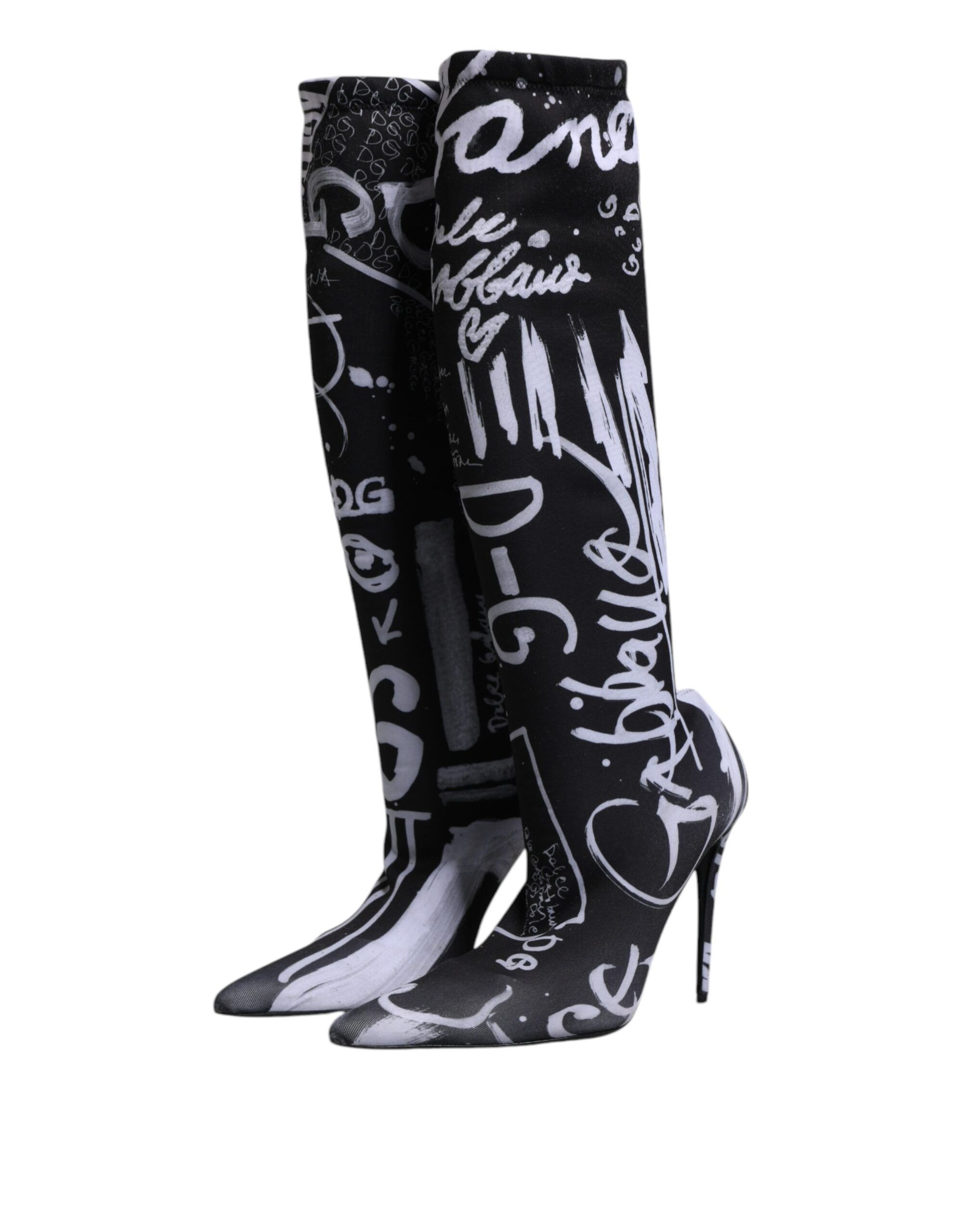Black Logo Stretch Heels High Boots Women's Shoes - Dolce & Gabbana - Modalova
