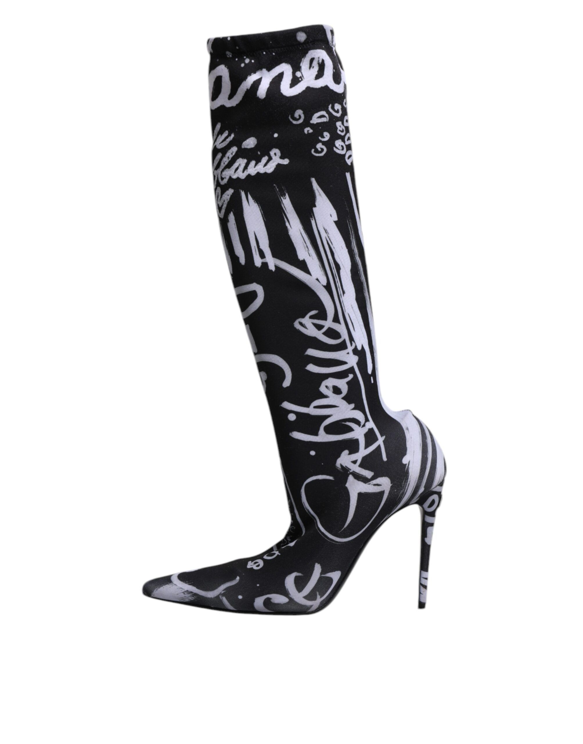 Black Logo Stretch Heels High Boots Women's Shoes - Dolce & Gabbana - Modalova