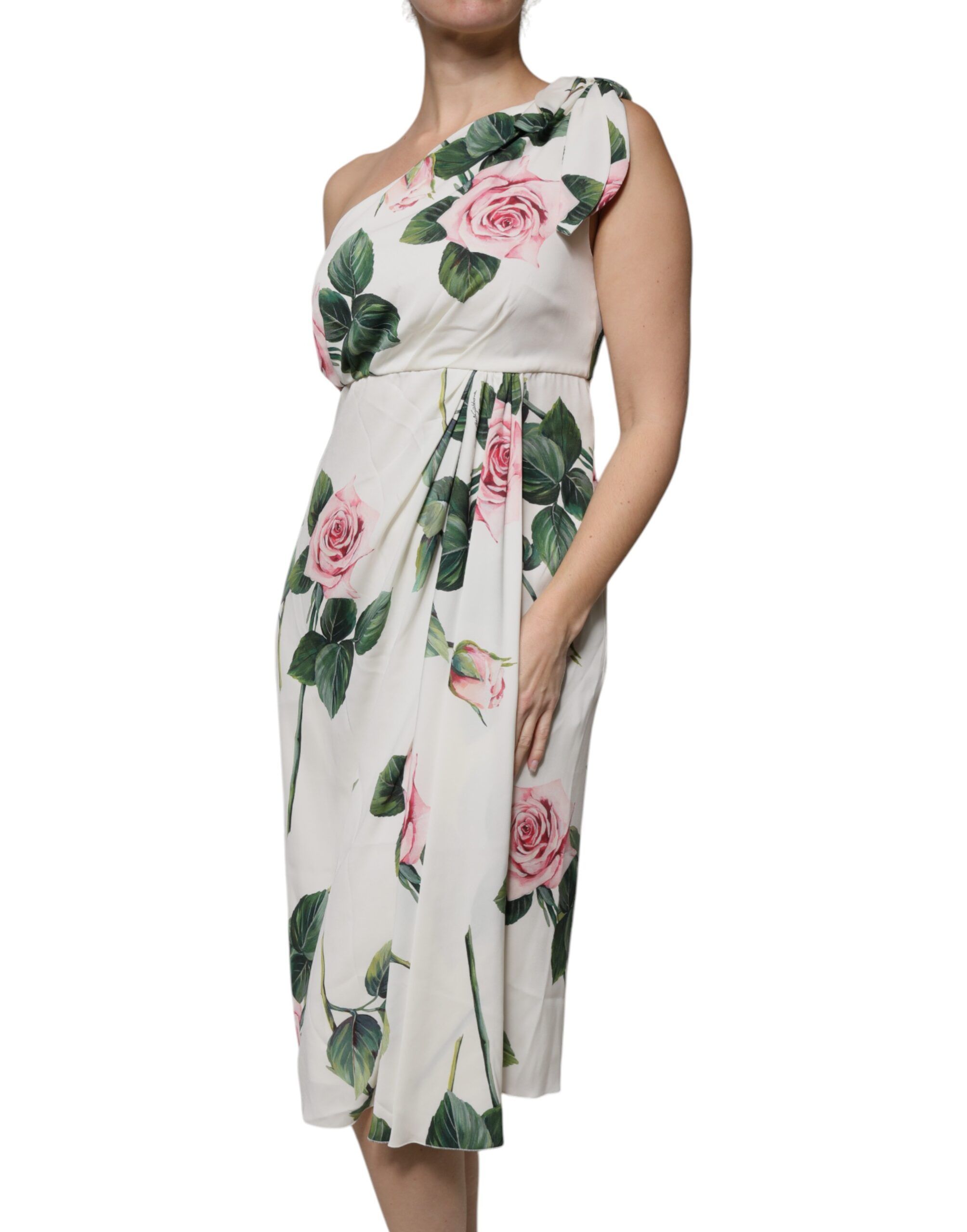 Floral Silk One Shoulder Midi Women's Dress - Dolce & Gabbana - Modalova