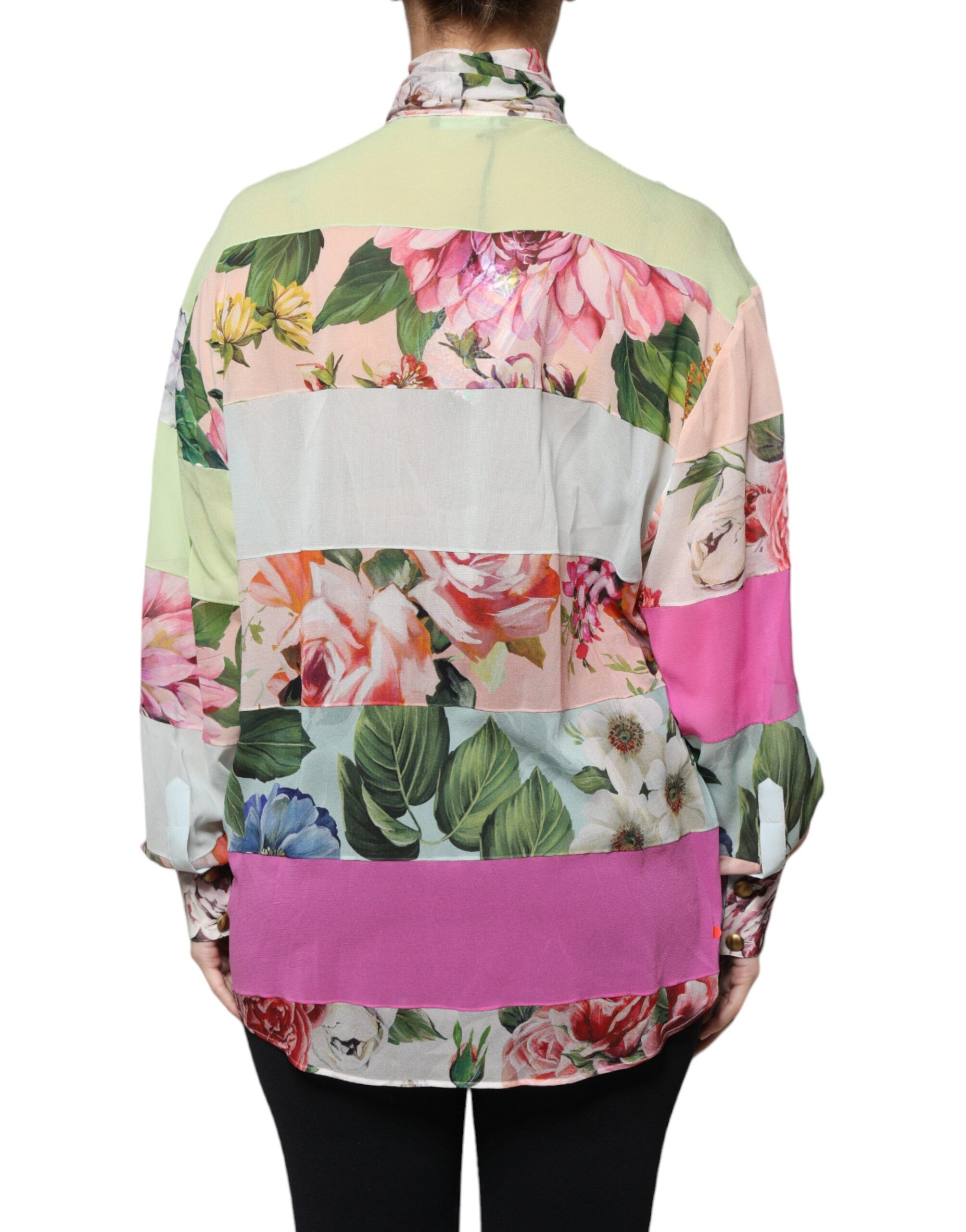 Floral Patchwork Ascot Collar Women's Top - Dolce & Gabbana - Modalova