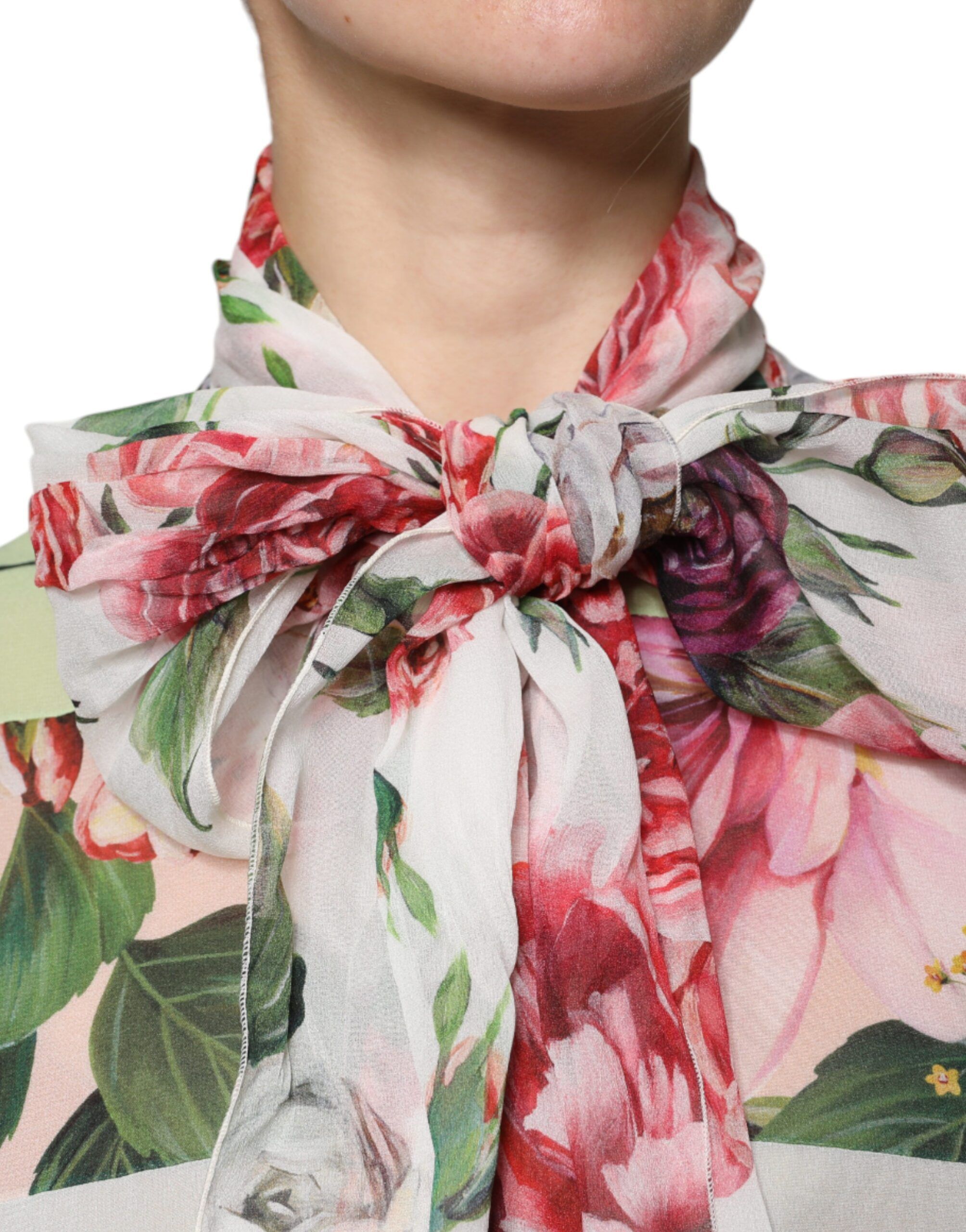 Floral Patchwork Ascot Collar Women's Top - Dolce & Gabbana - Modalova