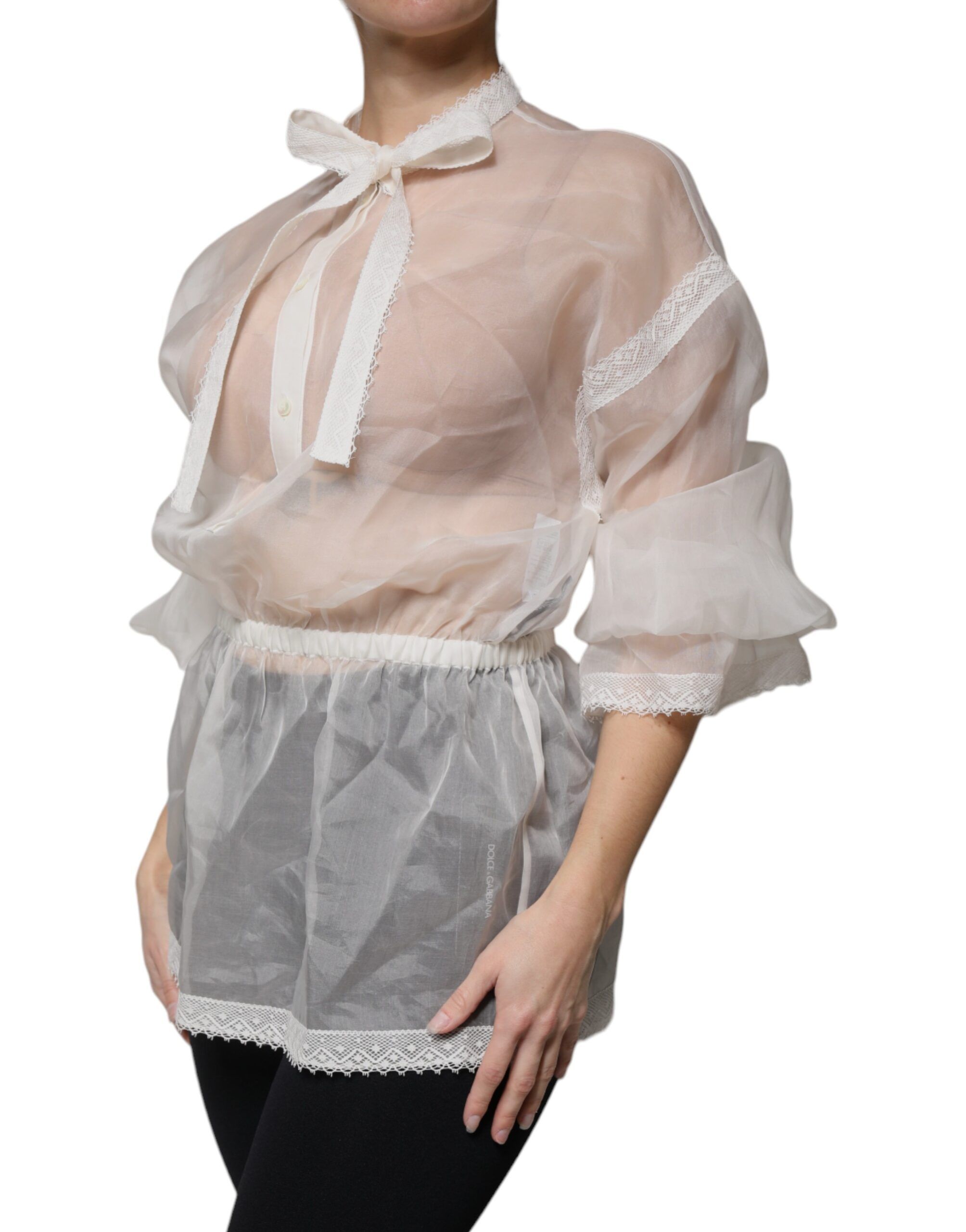Ascot Collar Long Sleeves Blouse Women's Top - Dolce & Gabbana - Modalova