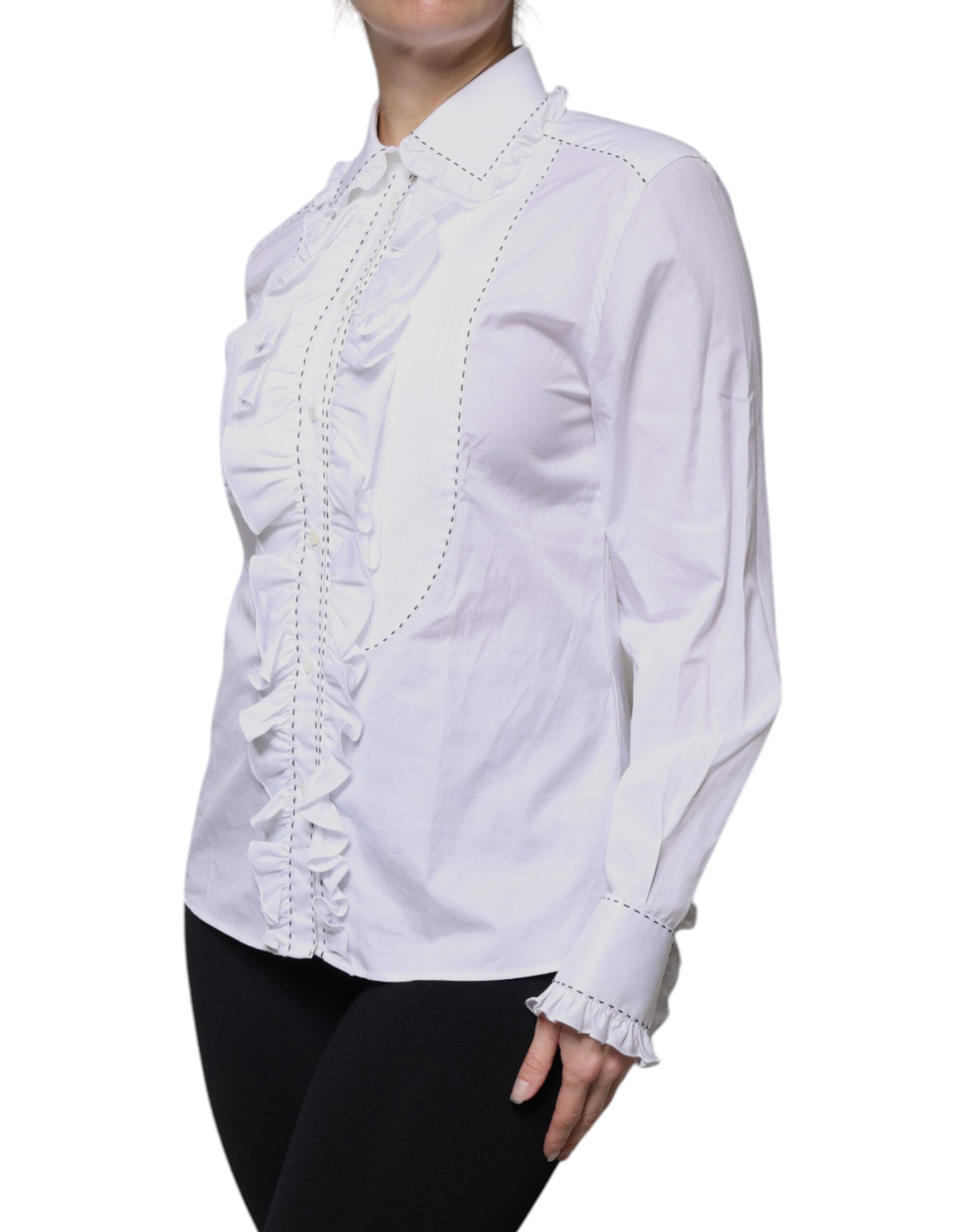 Cotton Long Sleeves Ruffle Collar Women's Top (Pre-Owned) - Dolce & Gabbana - Modalova
