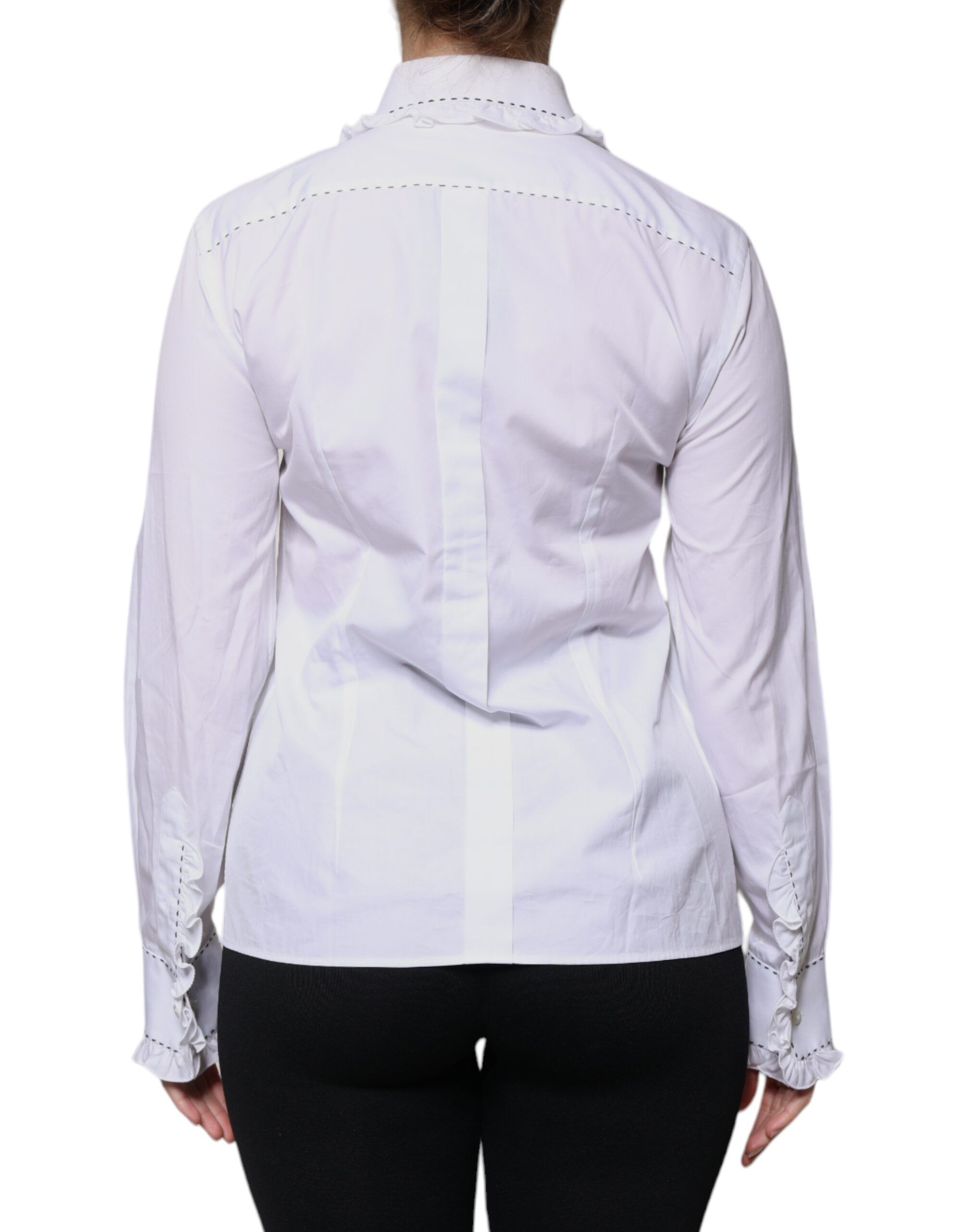 Cotton Long Sleeves Ruffle Collar Women's Top (Pre-Owned) - Dolce & Gabbana - Modalova