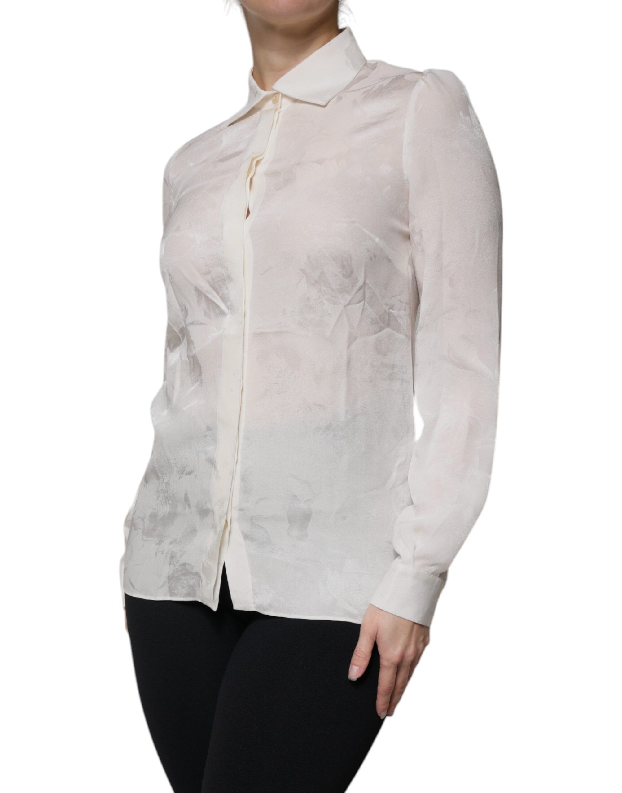 Silk Collared Long Sleeves Shirt Women's Top (Pre-Owned) - Dolce & Gabbana - Modalova