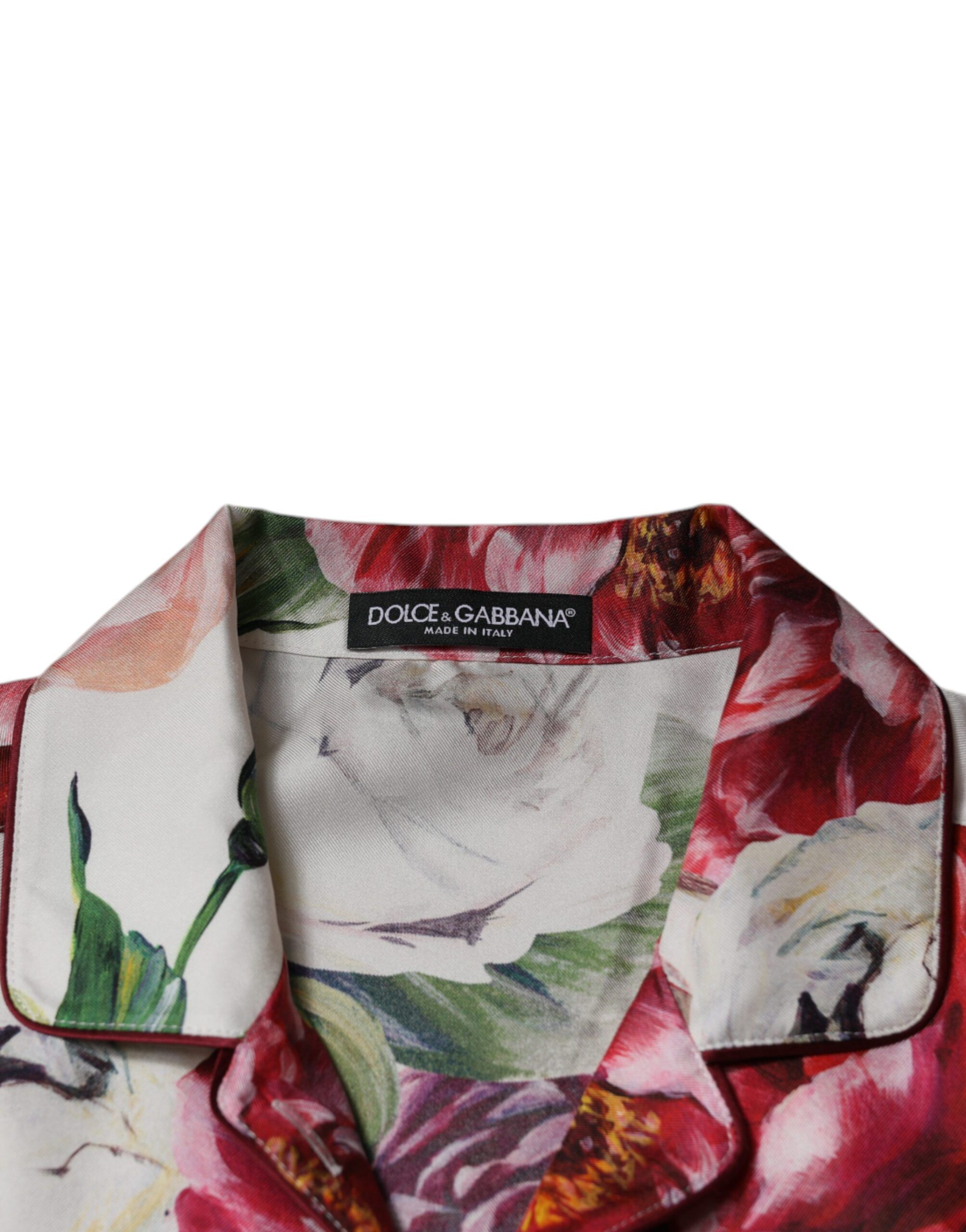 Peony Silk Long Sleeves Collared Blouse Women's Top - Dolce & Gabbana - Modalova