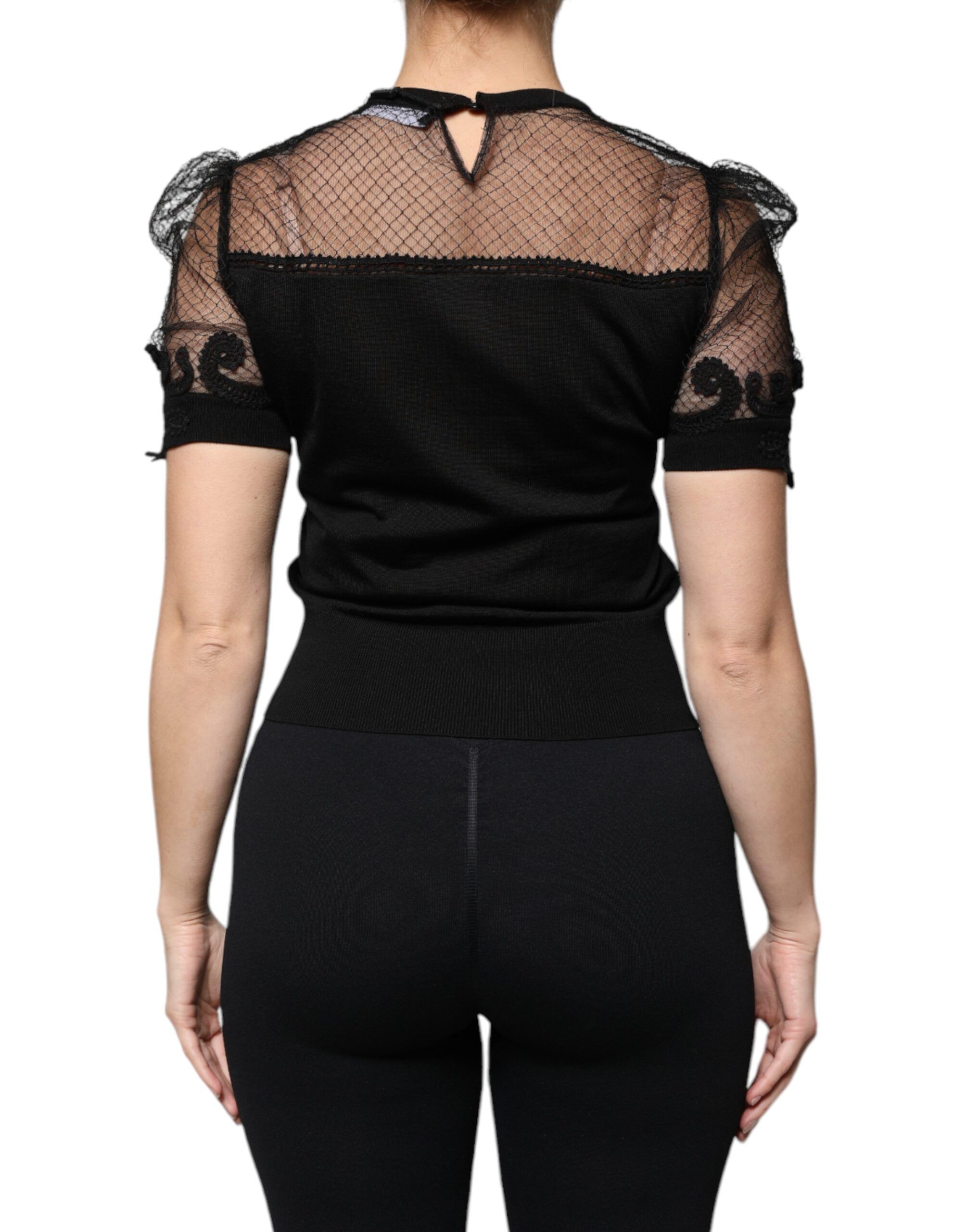Floral Lace Short Sleeves Blouse Women's Top - Dolce & Gabbana - Modalova