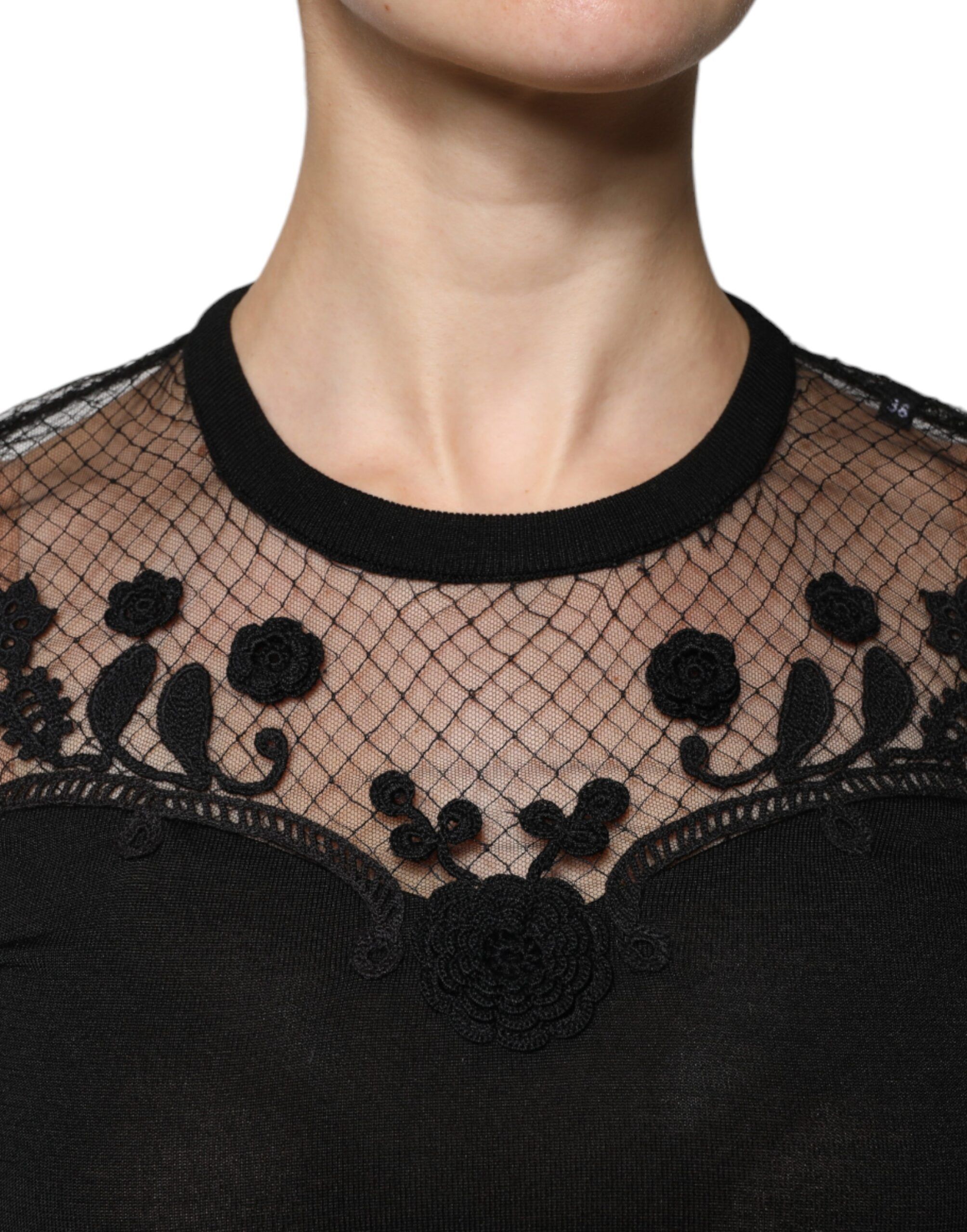 Floral Lace Short Sleeves Blouse Women's Top - Dolce & Gabbana - Modalova