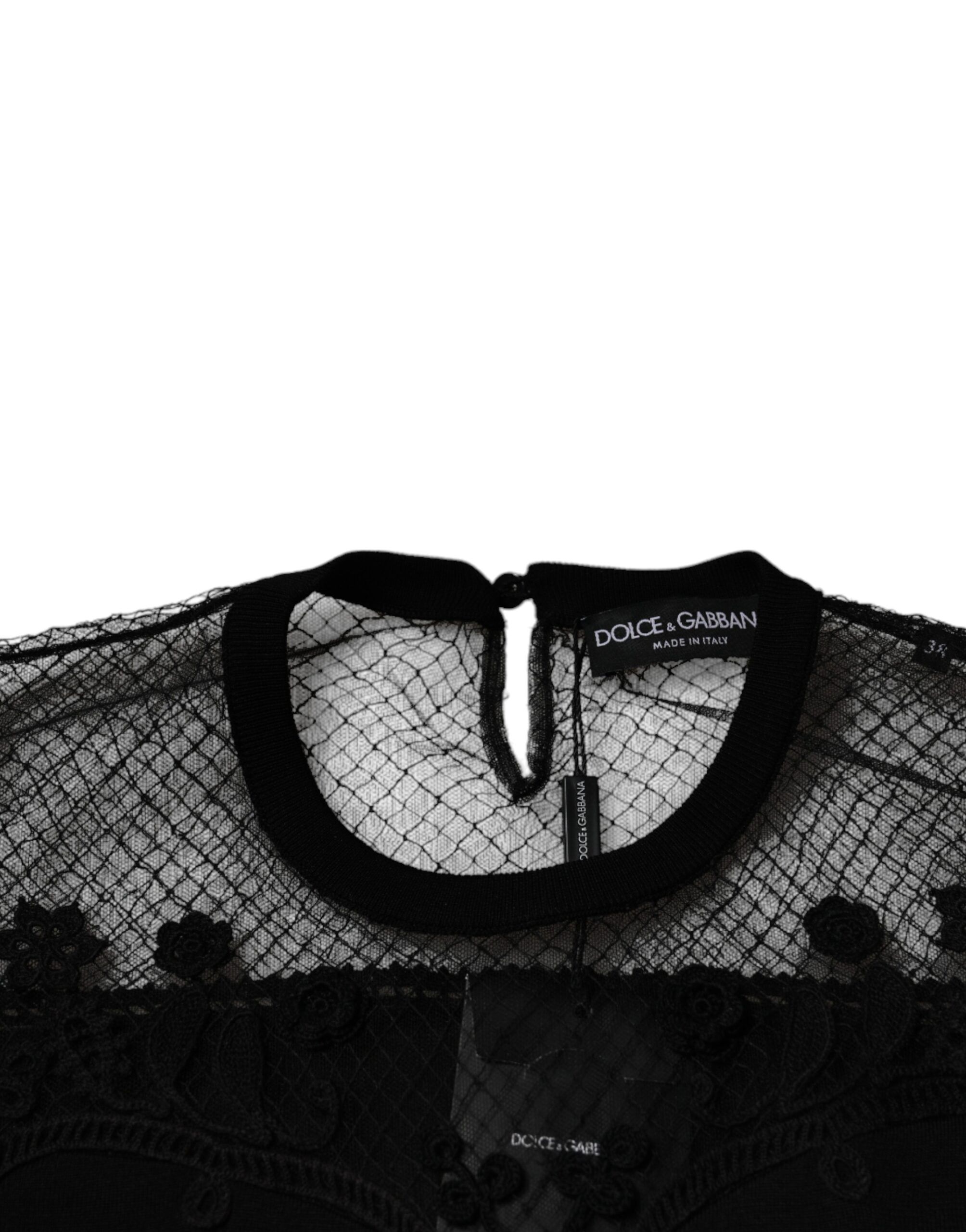 Floral Lace Short Sleeves Blouse Women's Top - Dolce & Gabbana - Modalova