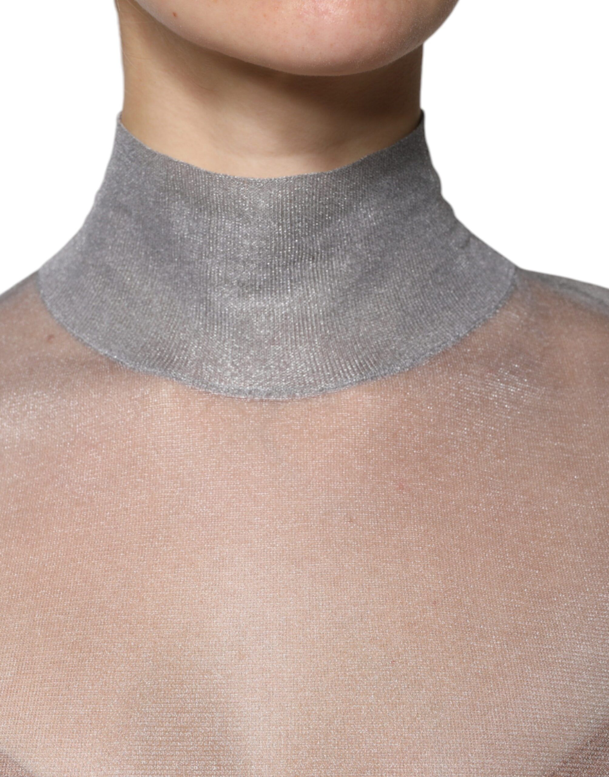 Grey Mesh Turtleneck Long Sleeve Blouse Women's Top (Pre-Owned) - Dolce & Gabbana - Modalova
