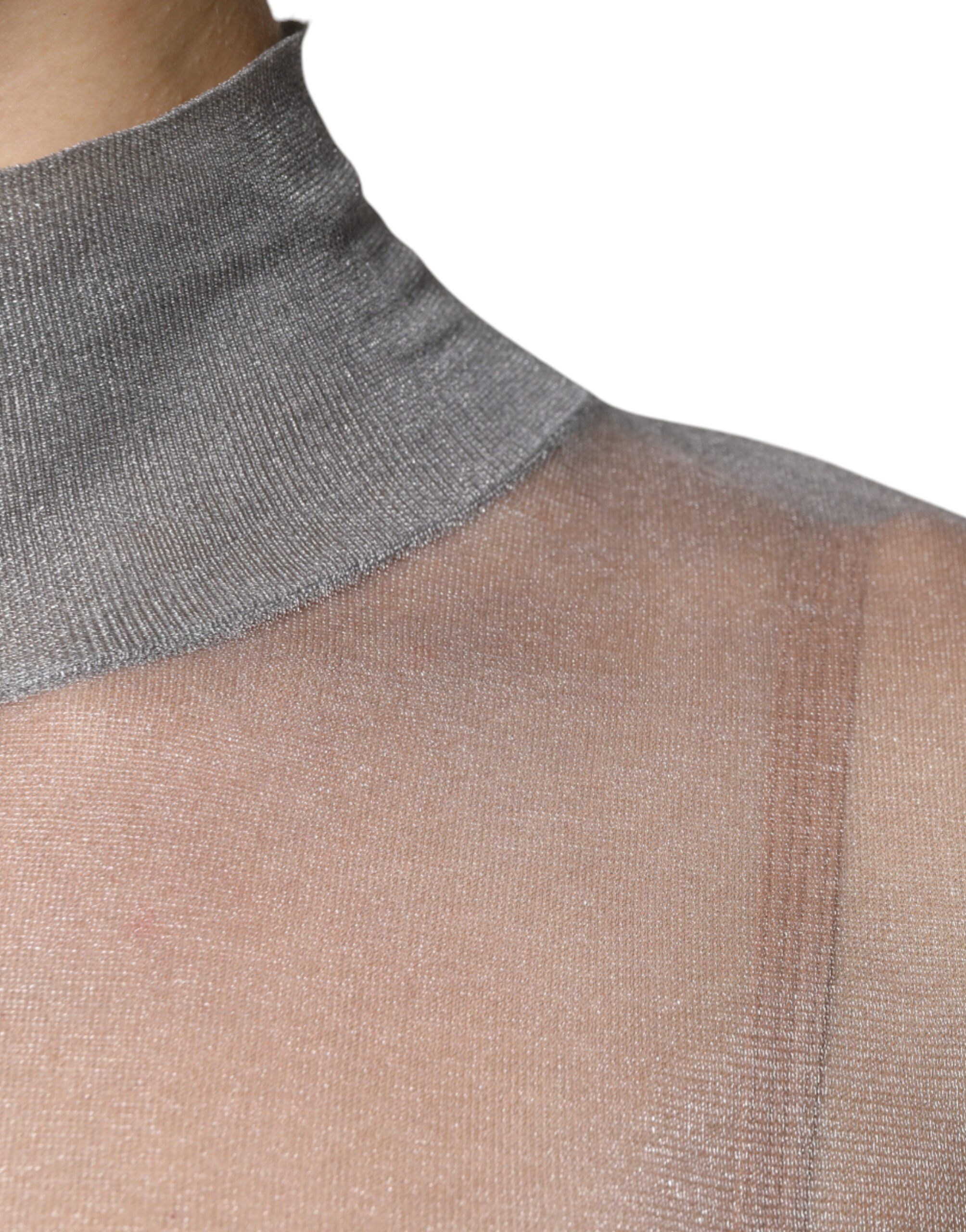 Grey Mesh Turtleneck Long Sleeve Blouse Women's Top (Pre-Owned) - Dolce & Gabbana - Modalova