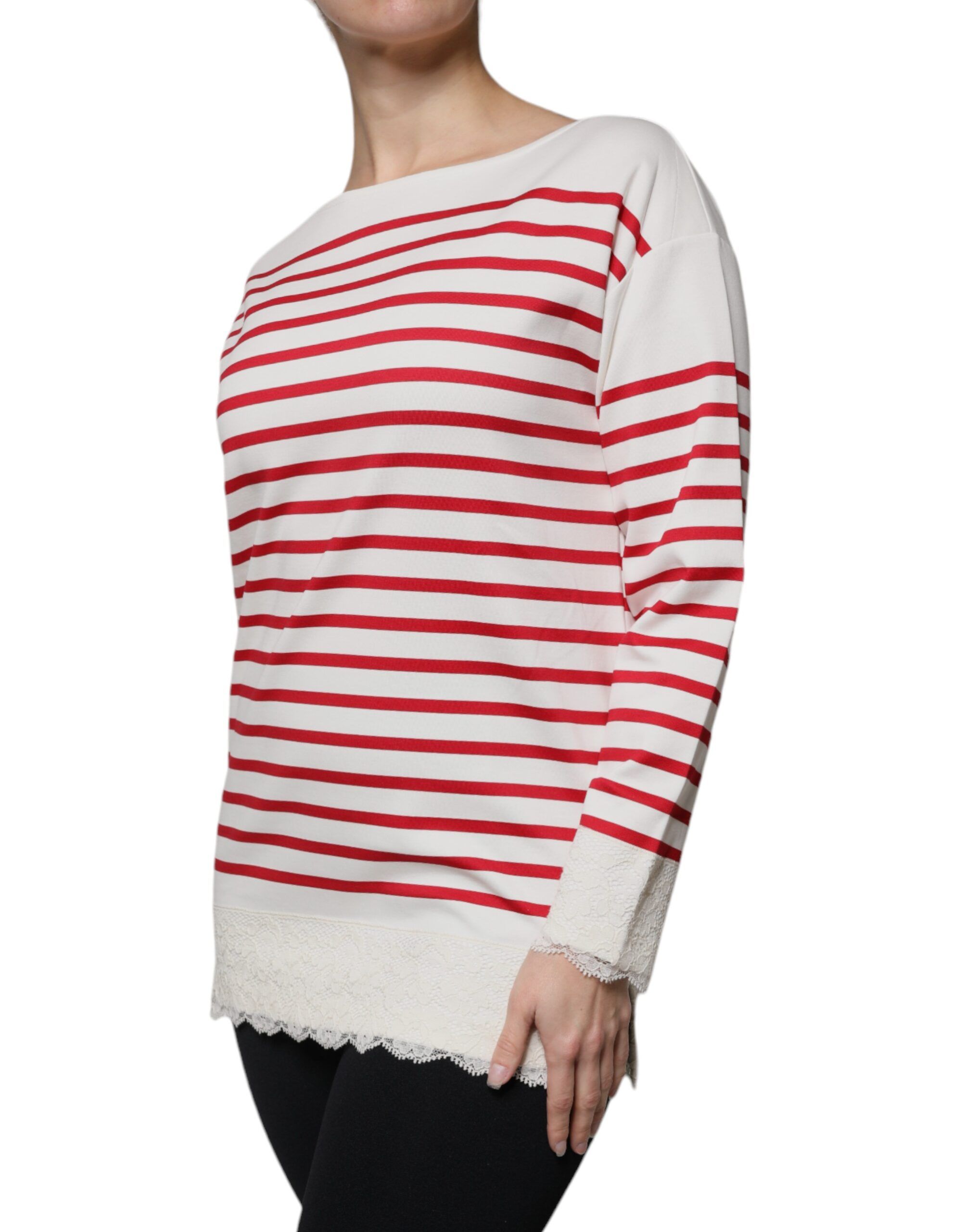 White Red Stripes Cotton Long Sleeves Women's Top (Pre-Owned) - Dolce & Gabbana - Modalova