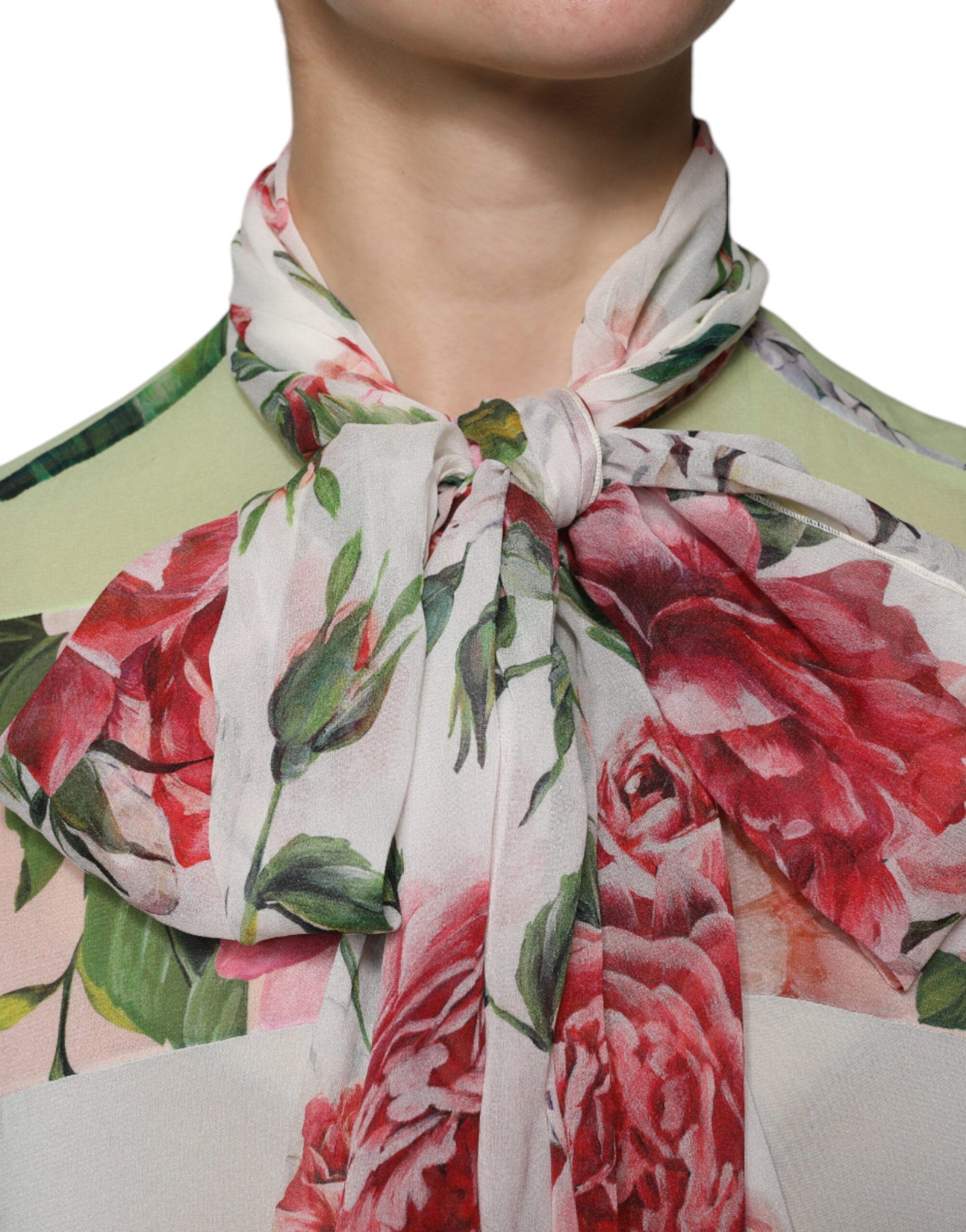 Floral Patchwork Ascot Collar Women's Top (Pre-Owned) - Dolce & Gabbana - Modalova
