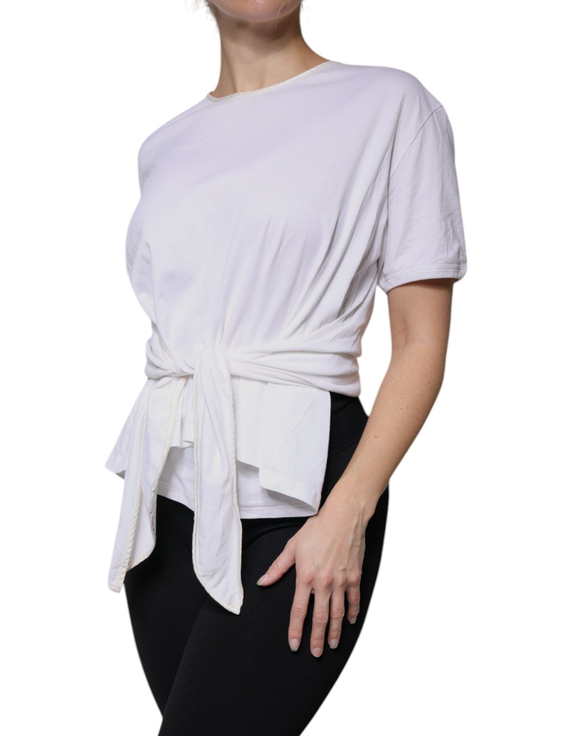 Cotton Silk Round Neck Wrap Blouse Women's Top - Dolce & Gabbana - Modalova