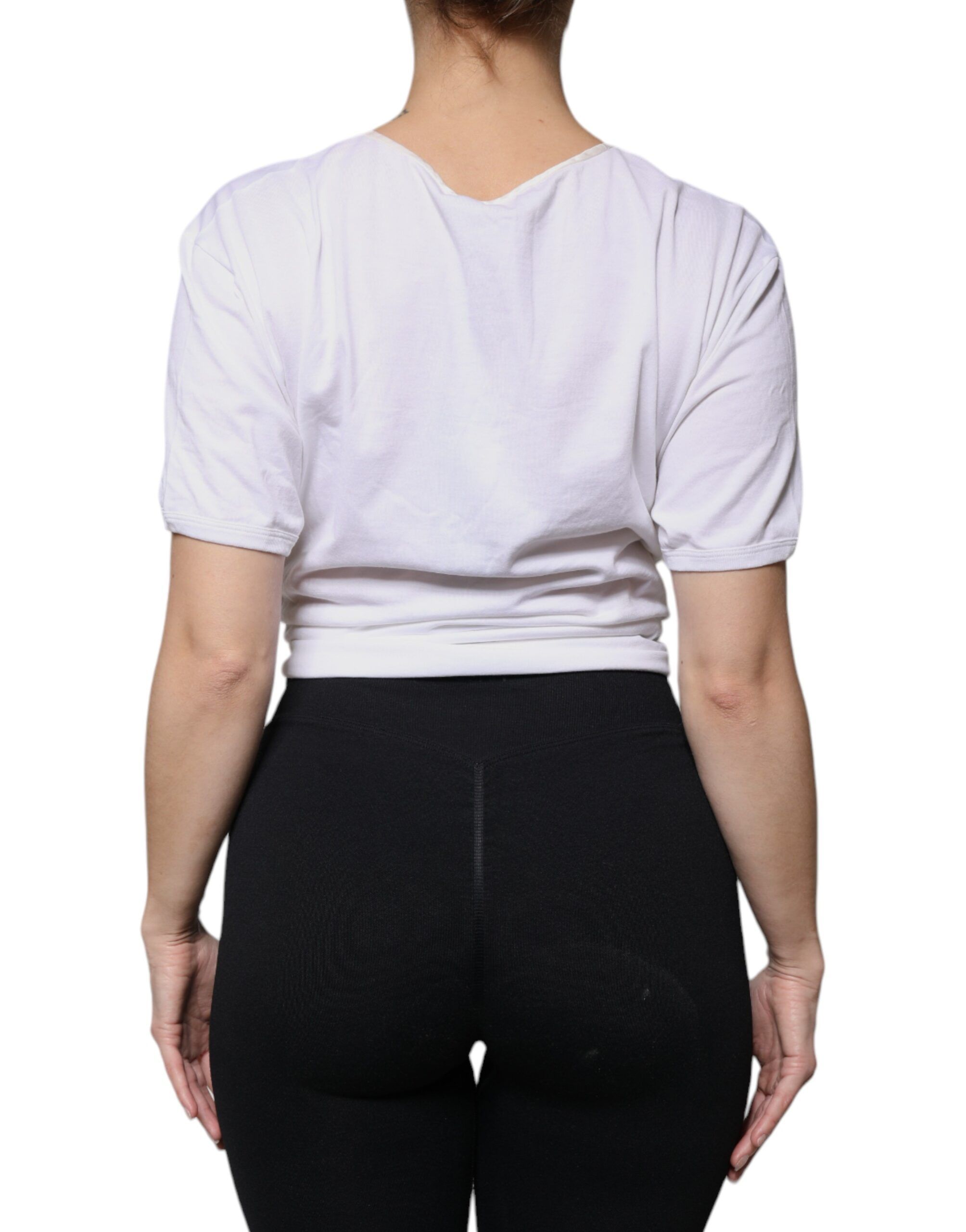 Cotton Silk Round Neck Wrap Blouse Women's Top - Dolce & Gabbana - Modalova