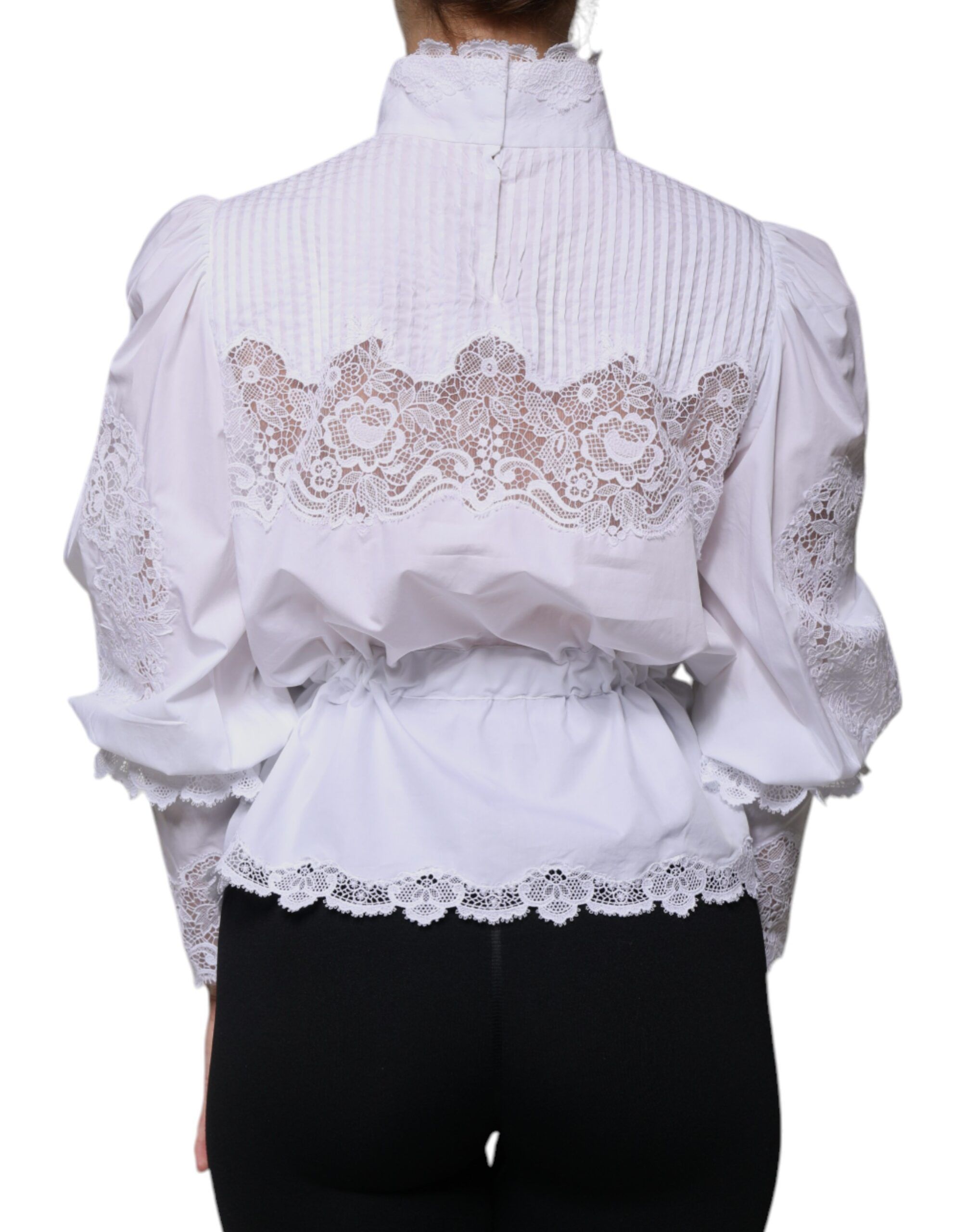 Cotton Lace Trim Turtleneck Blouse Women's Top (Pre-Owned) - Dolce & Gabbana - Modalova