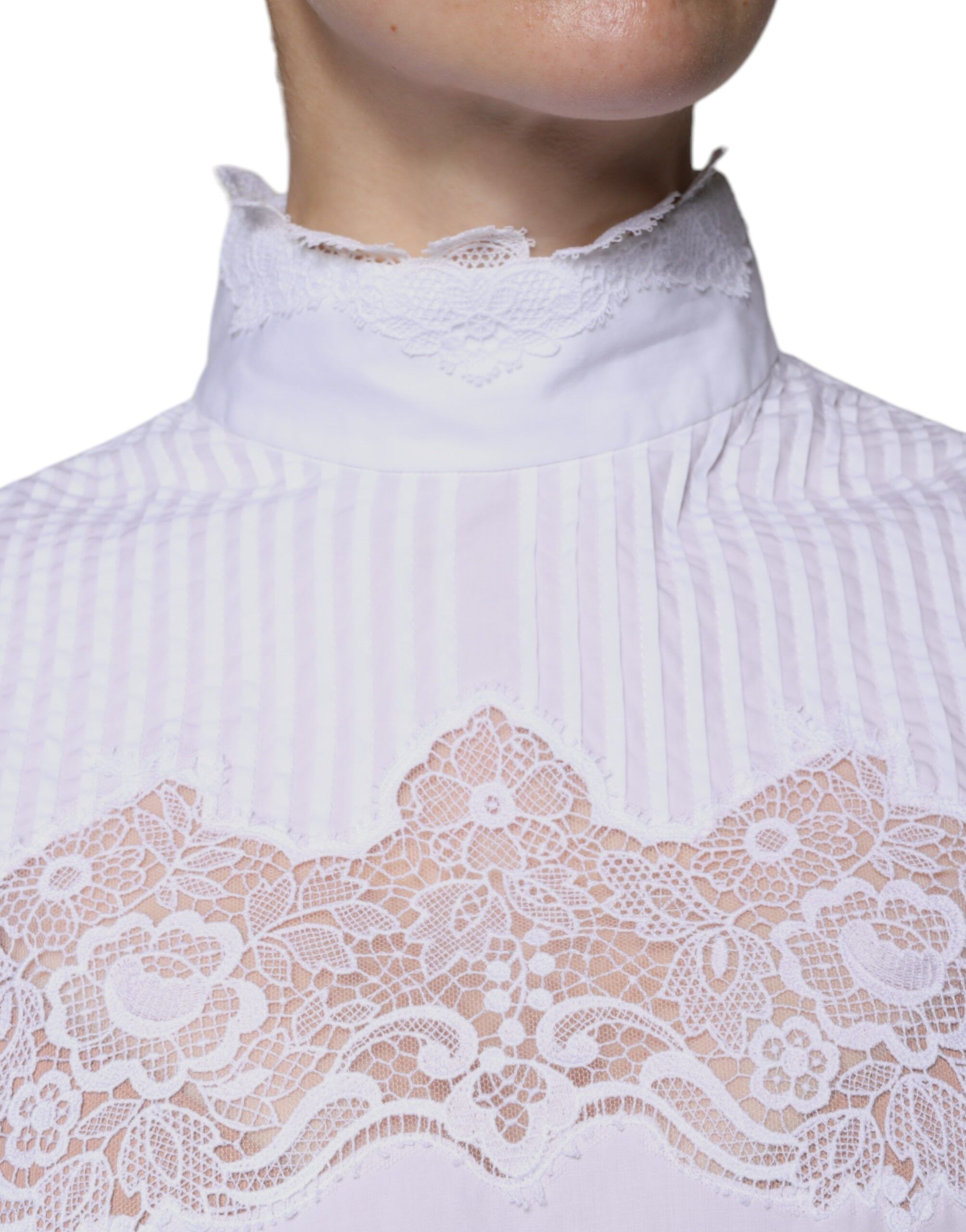 Cotton Lace Trim Turtleneck Blouse Women's Top (Pre-Owned) - Dolce & Gabbana - Modalova