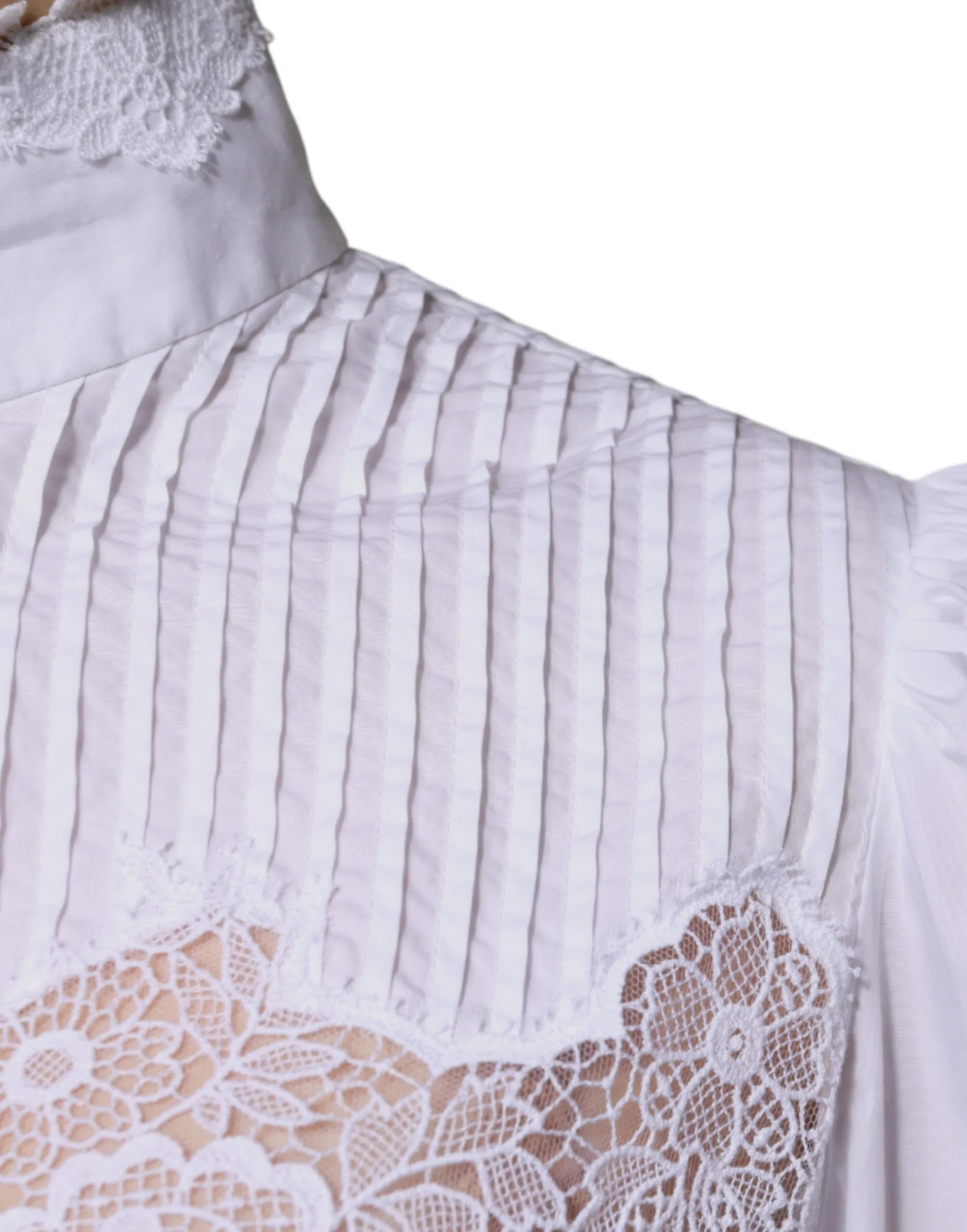 Cotton Lace Trim Turtleneck Blouse Women's Top (Pre-Owned) - Dolce & Gabbana - Modalova