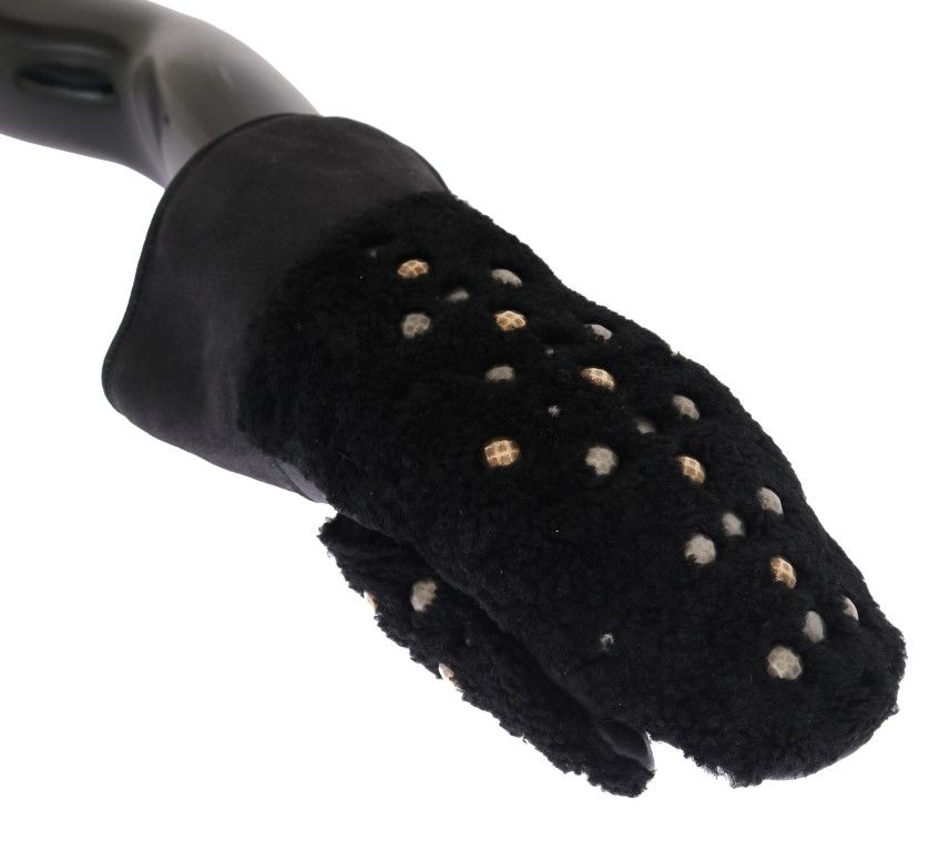 Leather Shearling Studded Men's Gloves - Dolce & Gabbana - Modalova