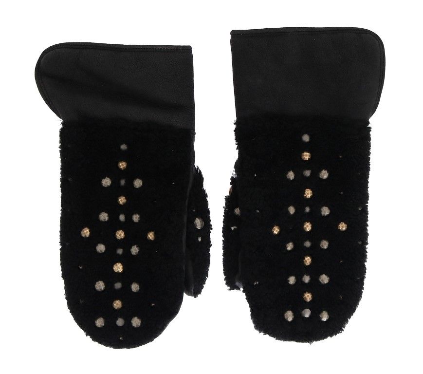 Leather Shearling Studded Men's Gloves - Dolce & Gabbana - Modalova