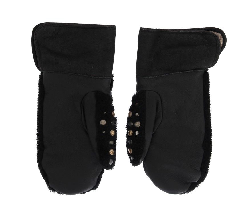 Leather Shearling Studded Men's Gloves - Dolce & Gabbana - Modalova