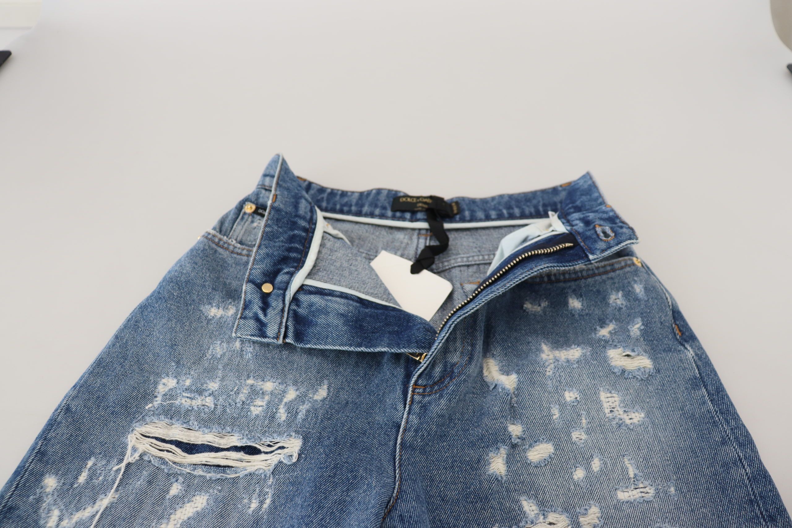 Washed Cotton Tattered Denim Women's Jeans - Dolce & Gabbana - Modalova