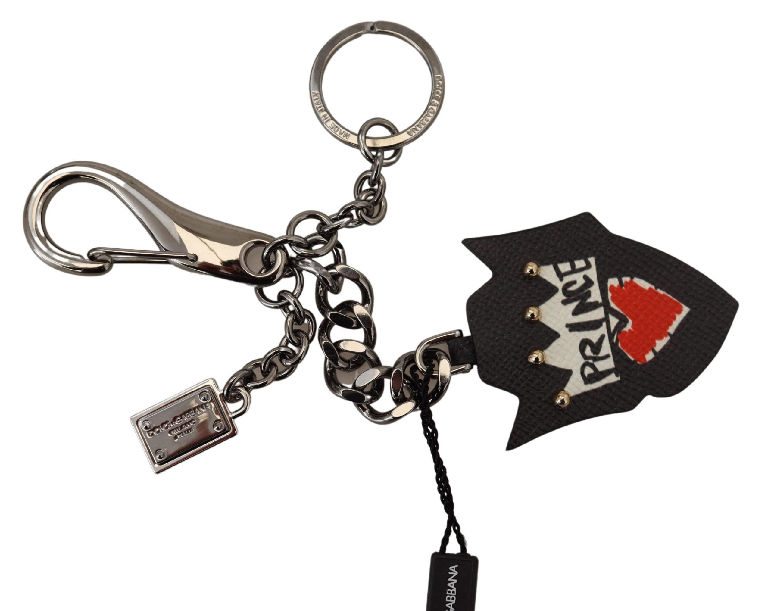 Black Prince Studs Logo Silver Brass Men's Keychain - Dolce & Gabbana - Modalova
