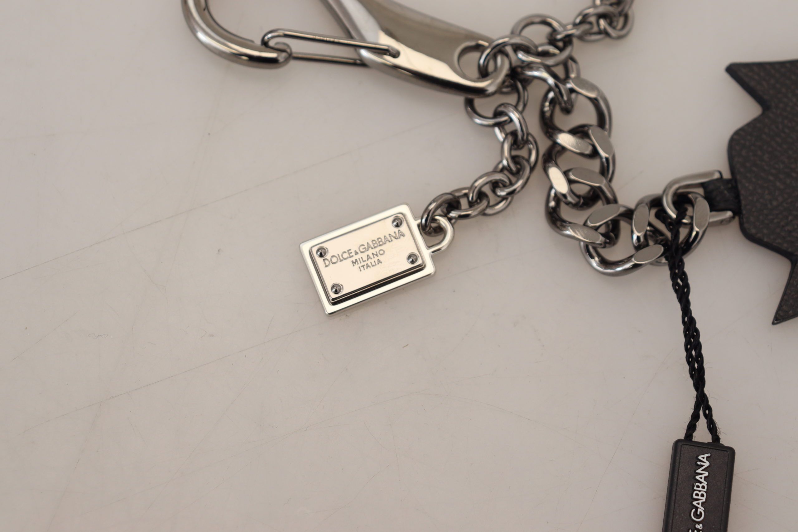 Black Prince Studs Logo Silver Brass Men's Keychain - Dolce & Gabbana - Modalova