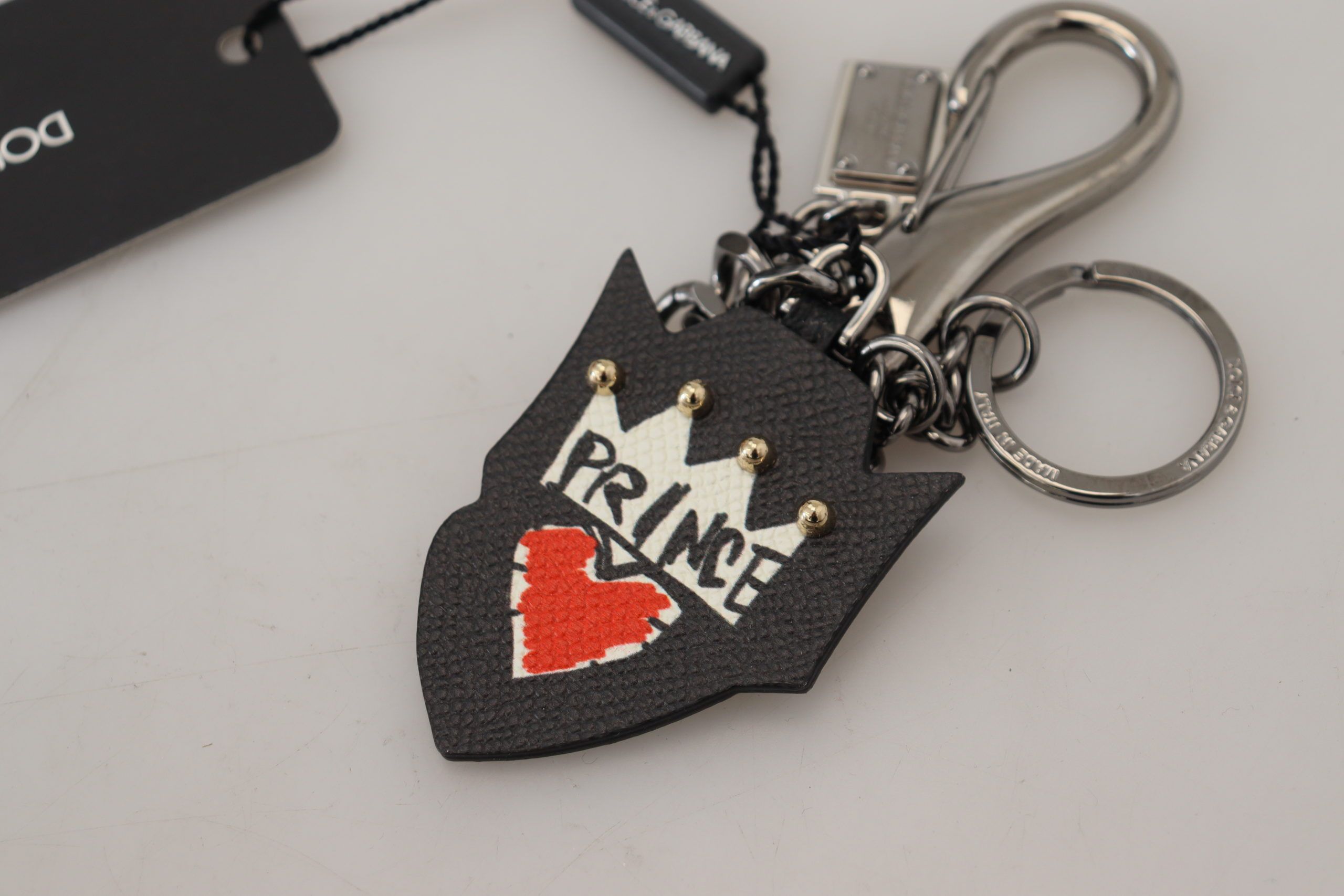 Black Prince Studs Logo Silver Brass Men's Keychain - Dolce & Gabbana - Modalova